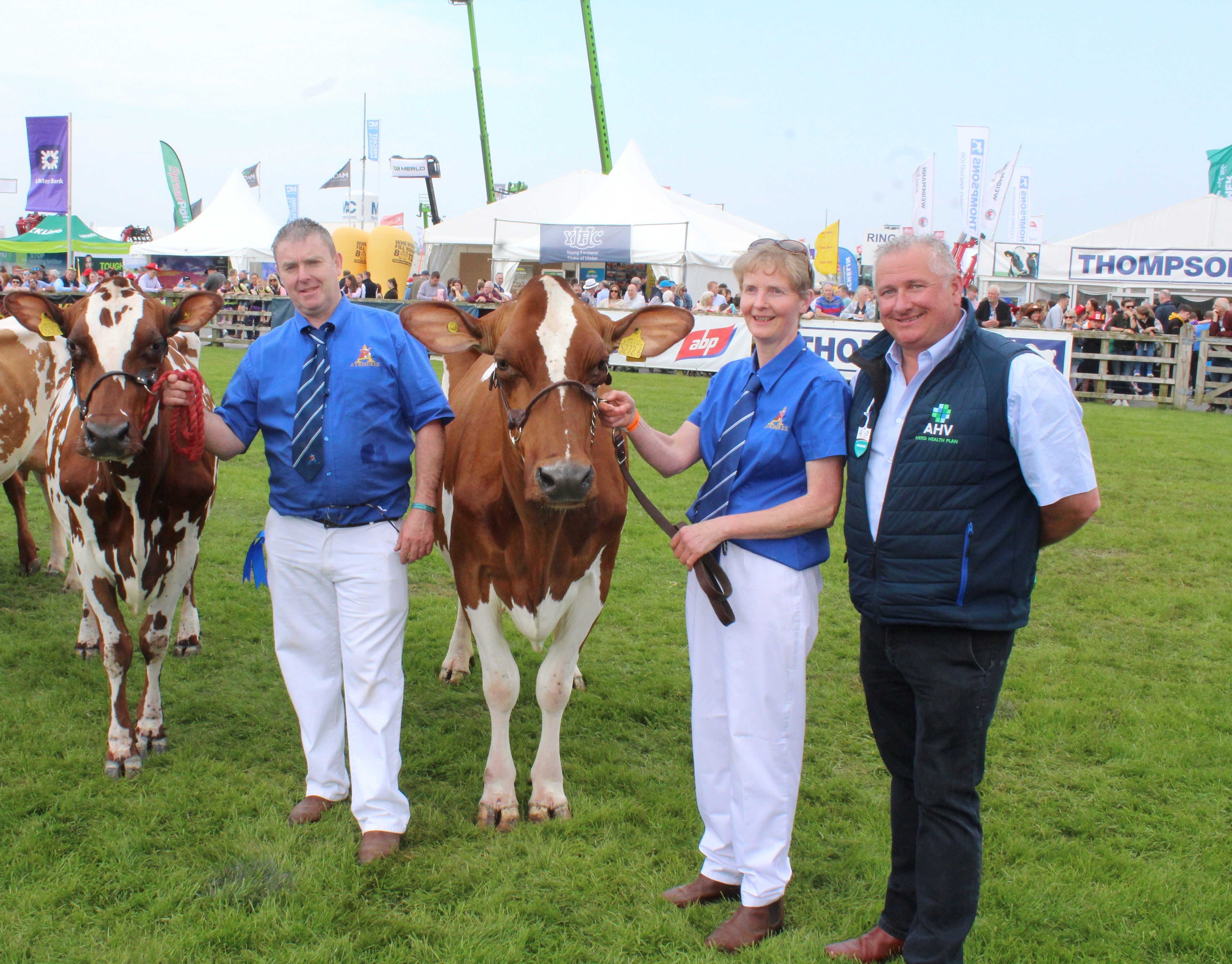 Paul Marrs, from AHV, congratulates Alan and Gillian Irwin on winning the Ayrshire Pairs' Championship at Balmoral 2024