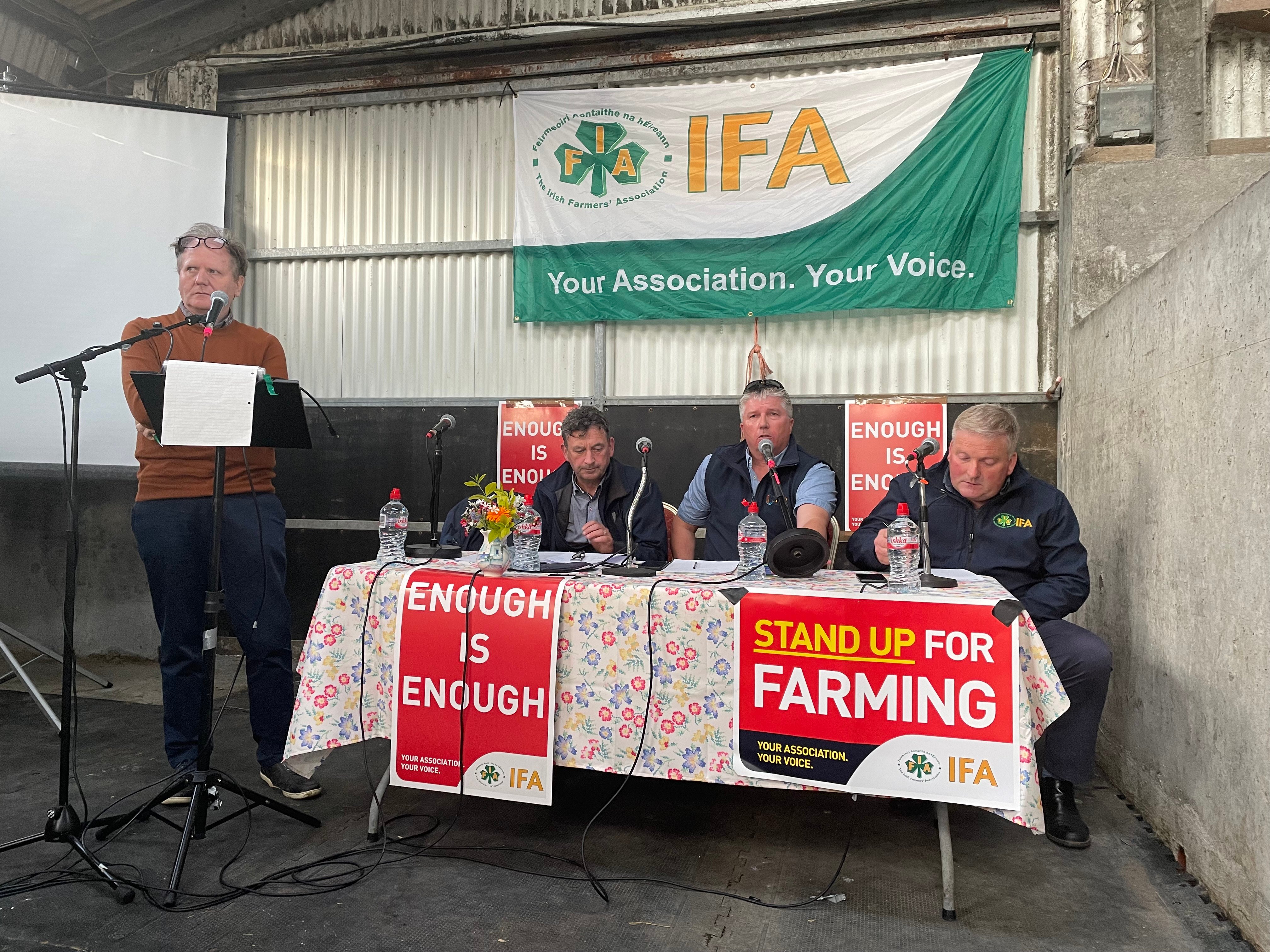 (L-R) Stephen Walsh, Clare IFA chair, John Curran, IFA Rural Development chair, Conor O'Leary, IFA Munster Regional chair and Declan Hanrahan, IFA Livestock chair