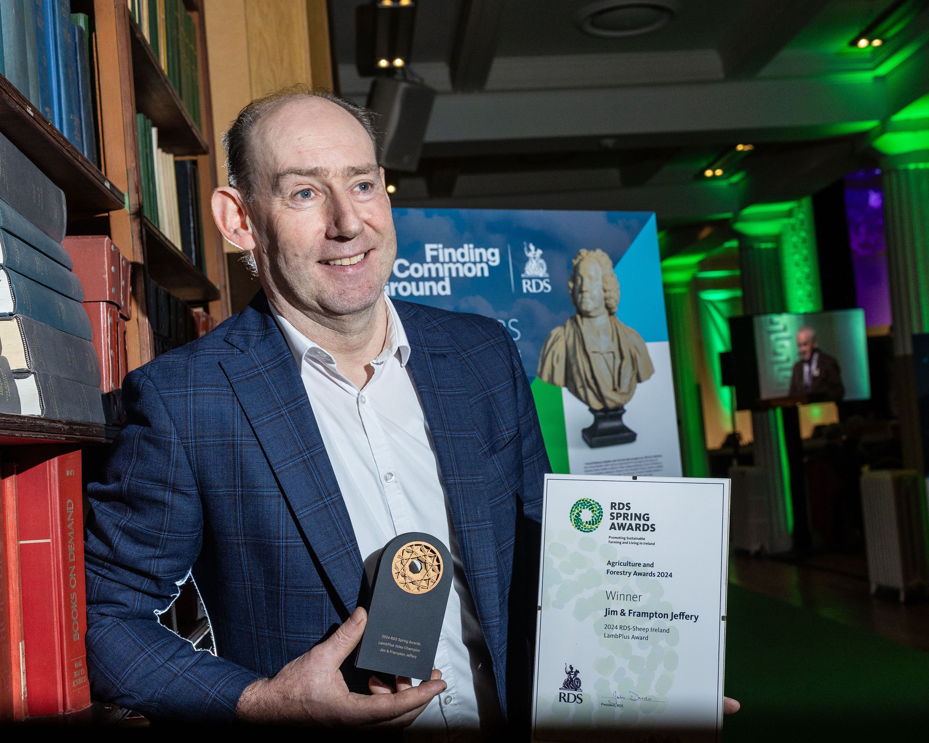 Jim Jeffery from Midleton in Co. Cork received the 2024 RDS-Sheep Ireland LambPlus Award