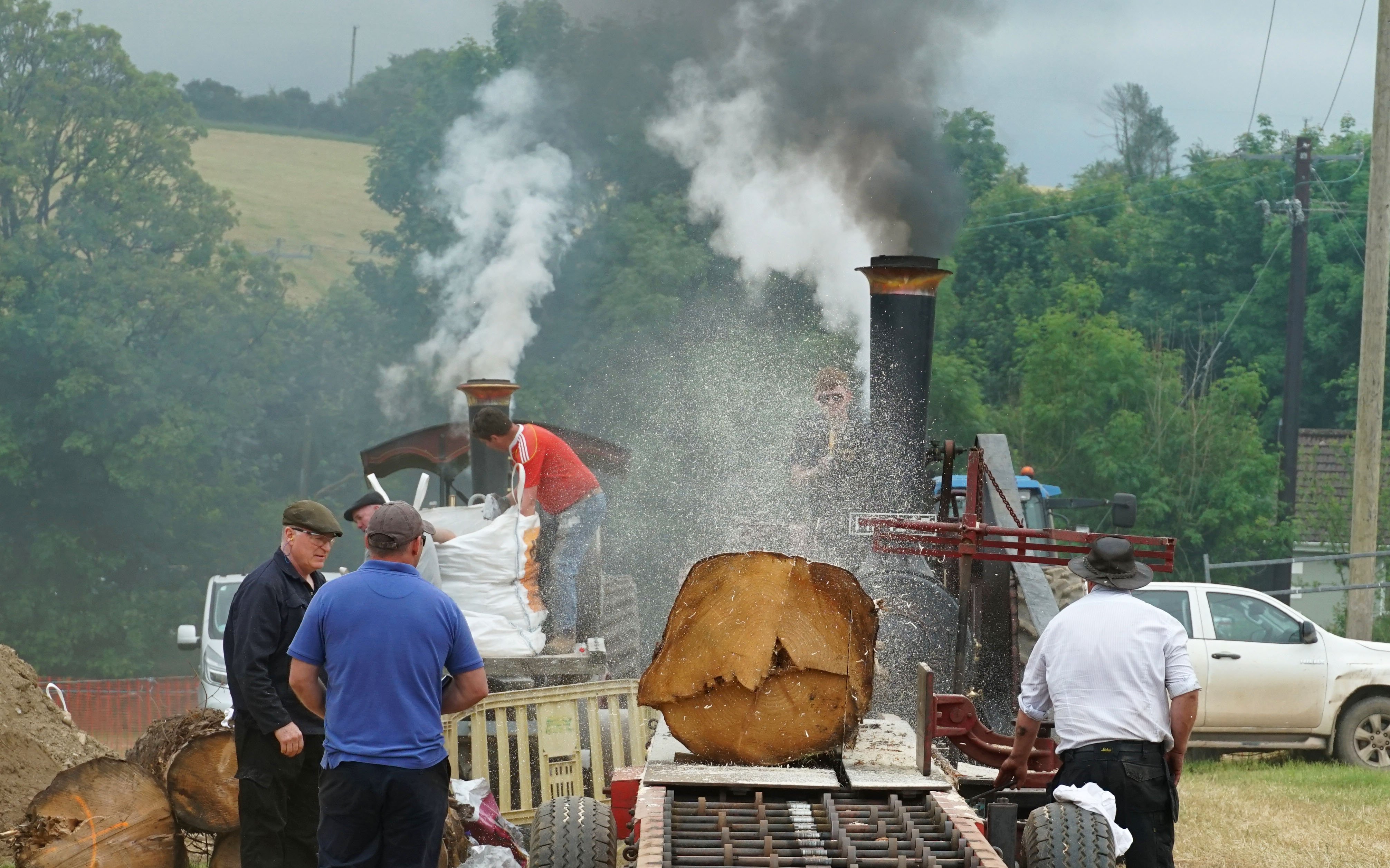 Working hard sawing wood and crushing stone were these two traction engines belonging to the Glynn family from Co. Carlow