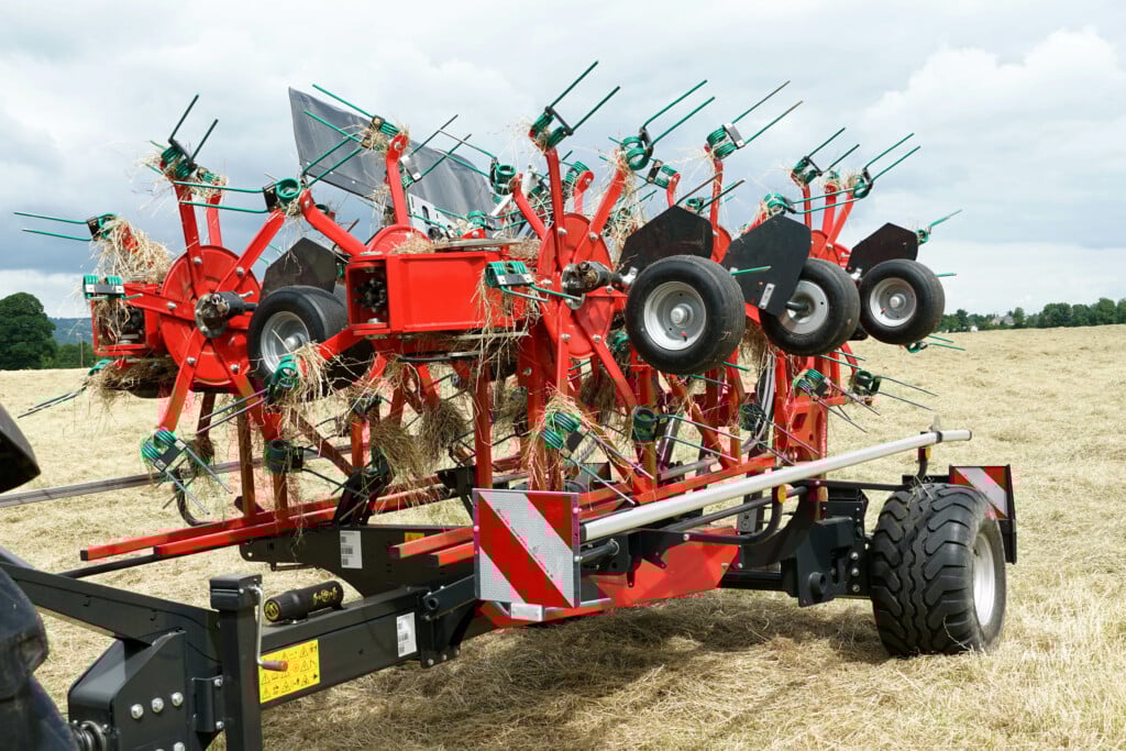 When ready for transport, the machine folds neatly onto its trailer frame