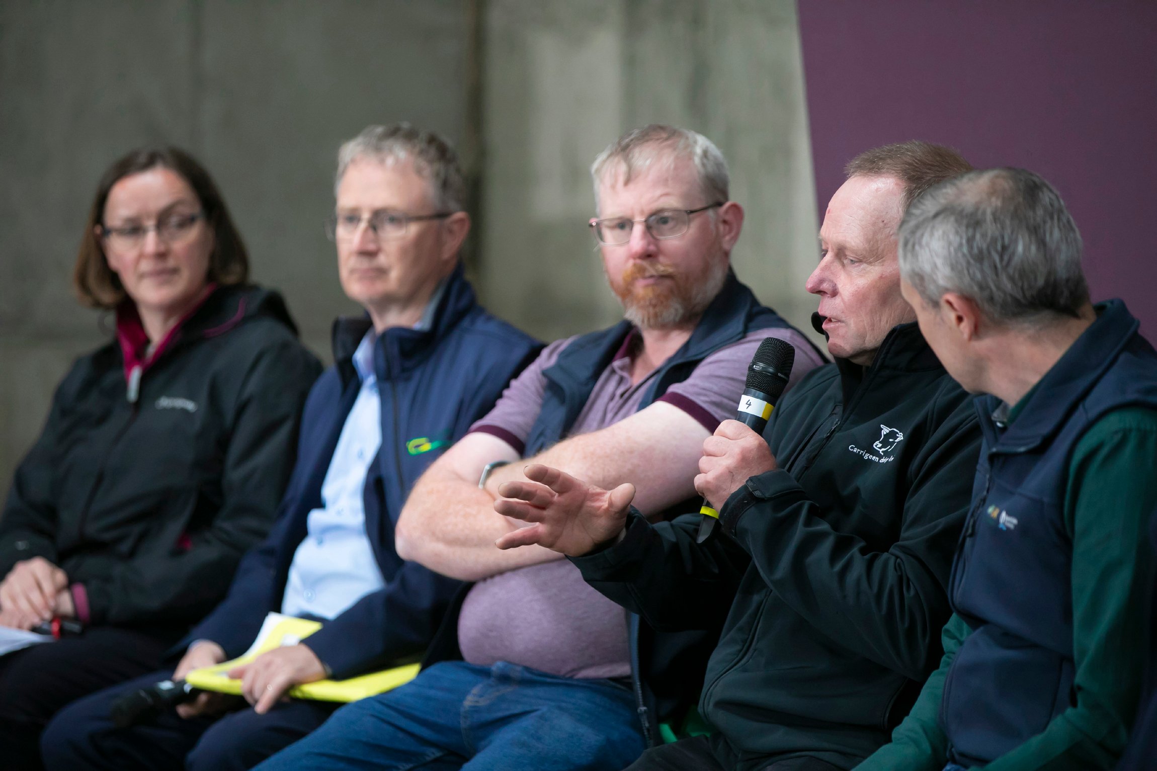 L-r: Mary Gurrie, EPA: Dr Frank O'Mara, Teagasc; Gerard O'Reilly, ICMSA; host farmer, Donal Kavanagh, and Tadhg Buckley, IFA. Source: Patrick Brown