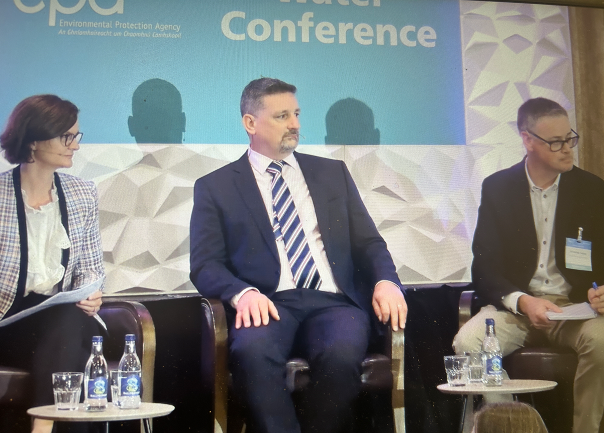 L-r: EPA Water Conference 2024, Dr. Eimear Cotter, EPA;Fintan Towey, assistant secretary DHLGH; Wayne Trodd, EPA