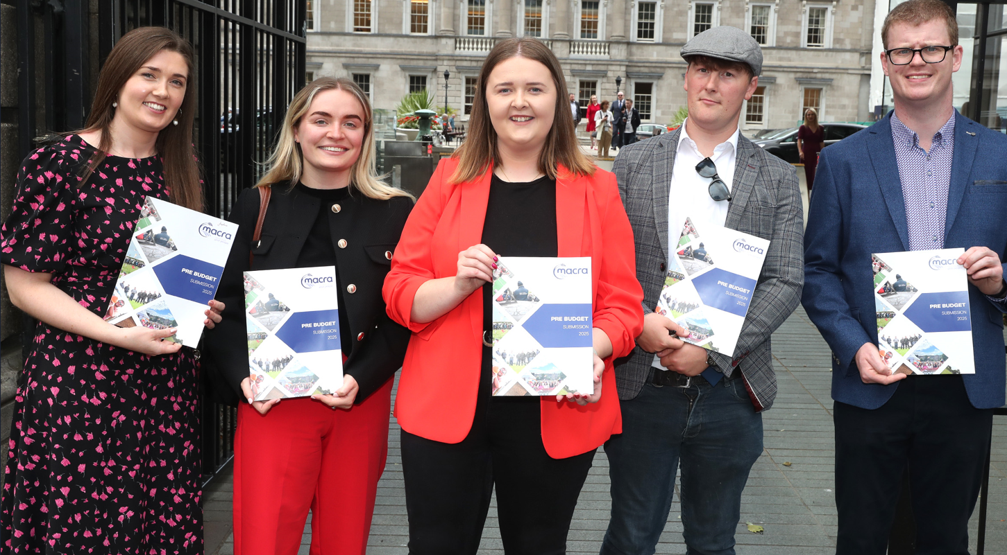 (L to R): Macra national council representatives: Josephine O Neill, Emma Burchill, Elaine Houlihan, national president, Liam Coppinger and Patrick Jordan Source: Macra
