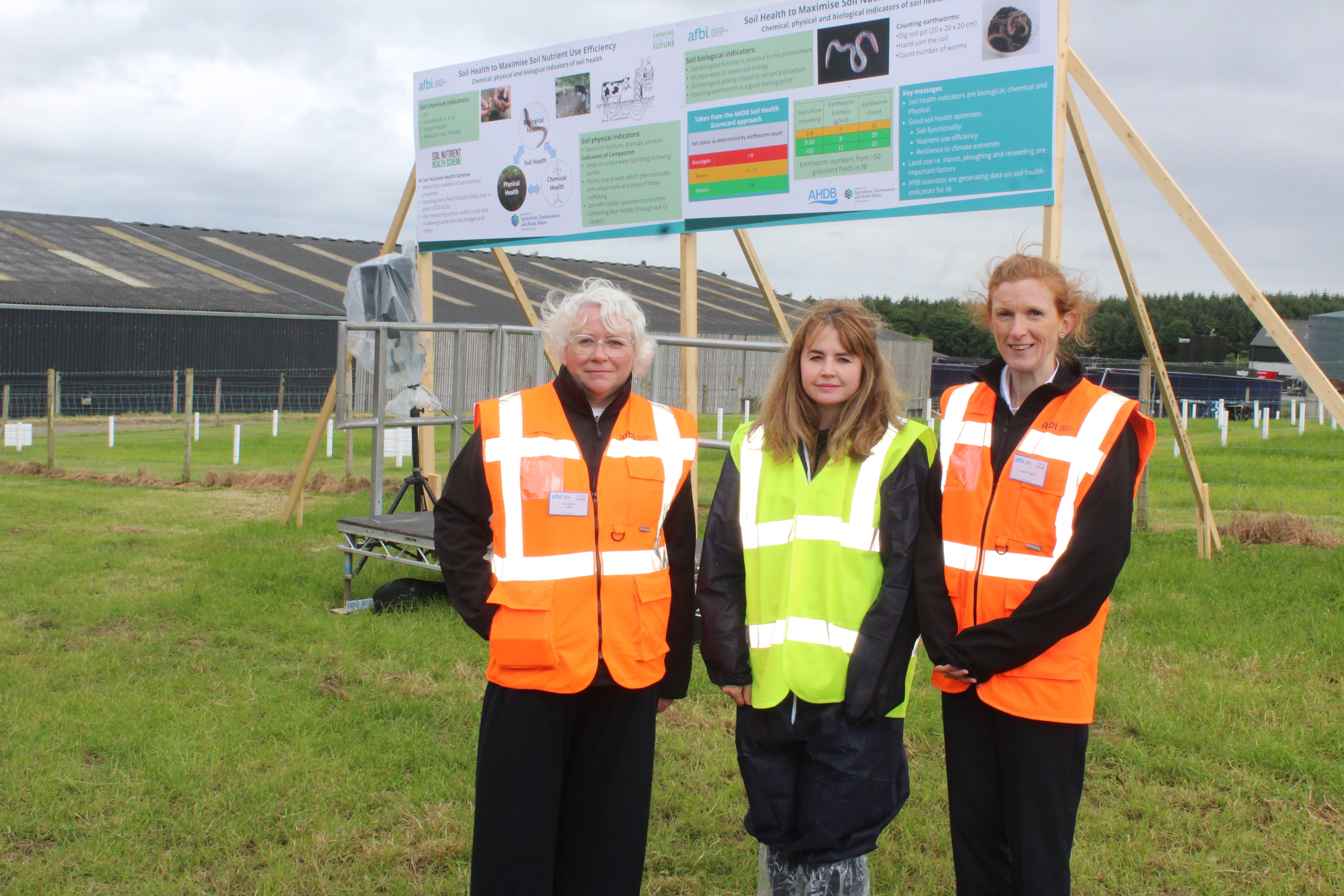Chatting at the Farming for the Future event (l-r): Lisa Black, AFBI; Sarah McKnight, Food Heartland, Armagh City, Banbridge and Craigavon Council; Suzanne Higgins, AFBI