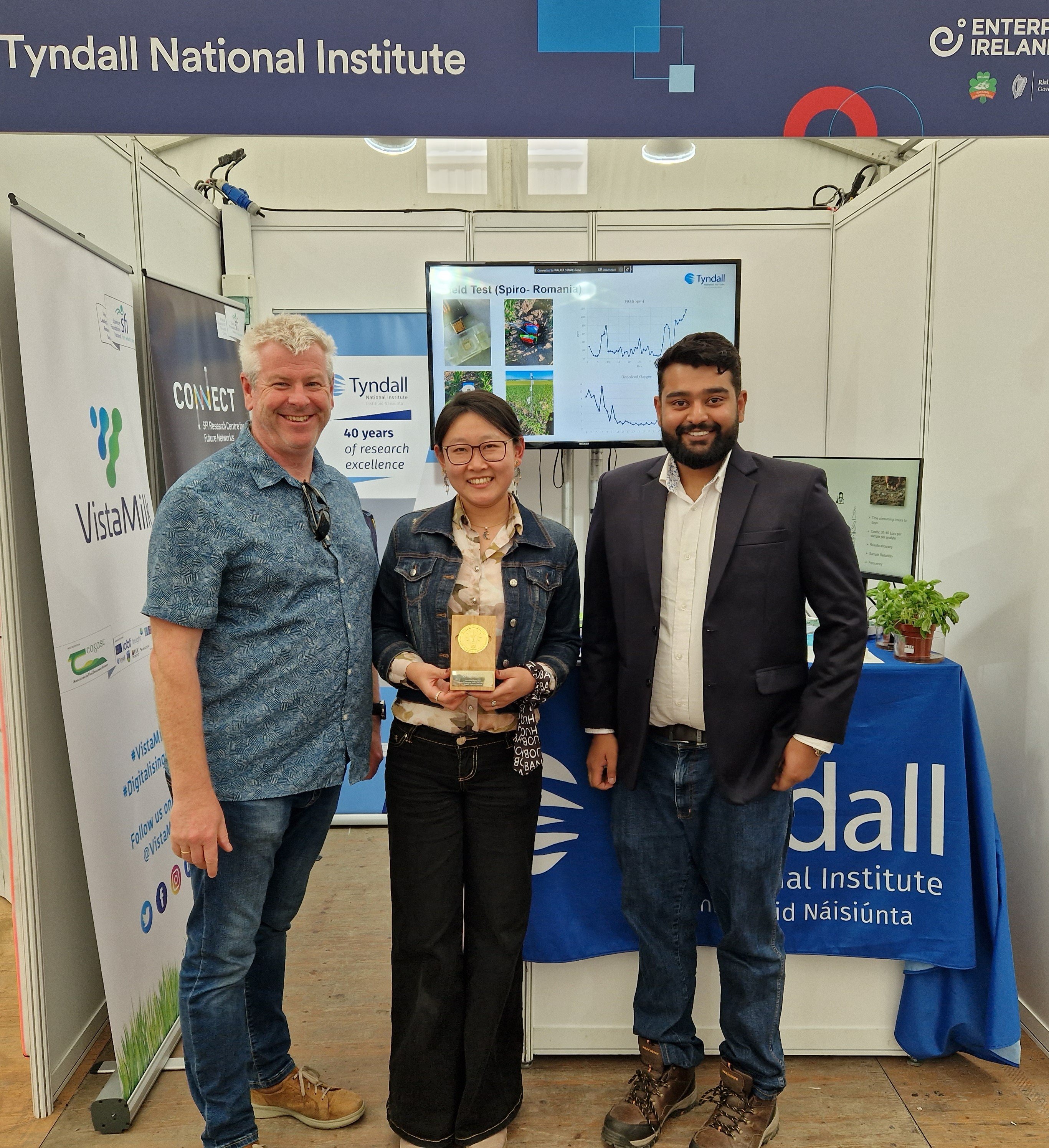 Prof. O’Riordan, Dr. Han Shao and Tarun Narayan, the team that have developed the soil sensor