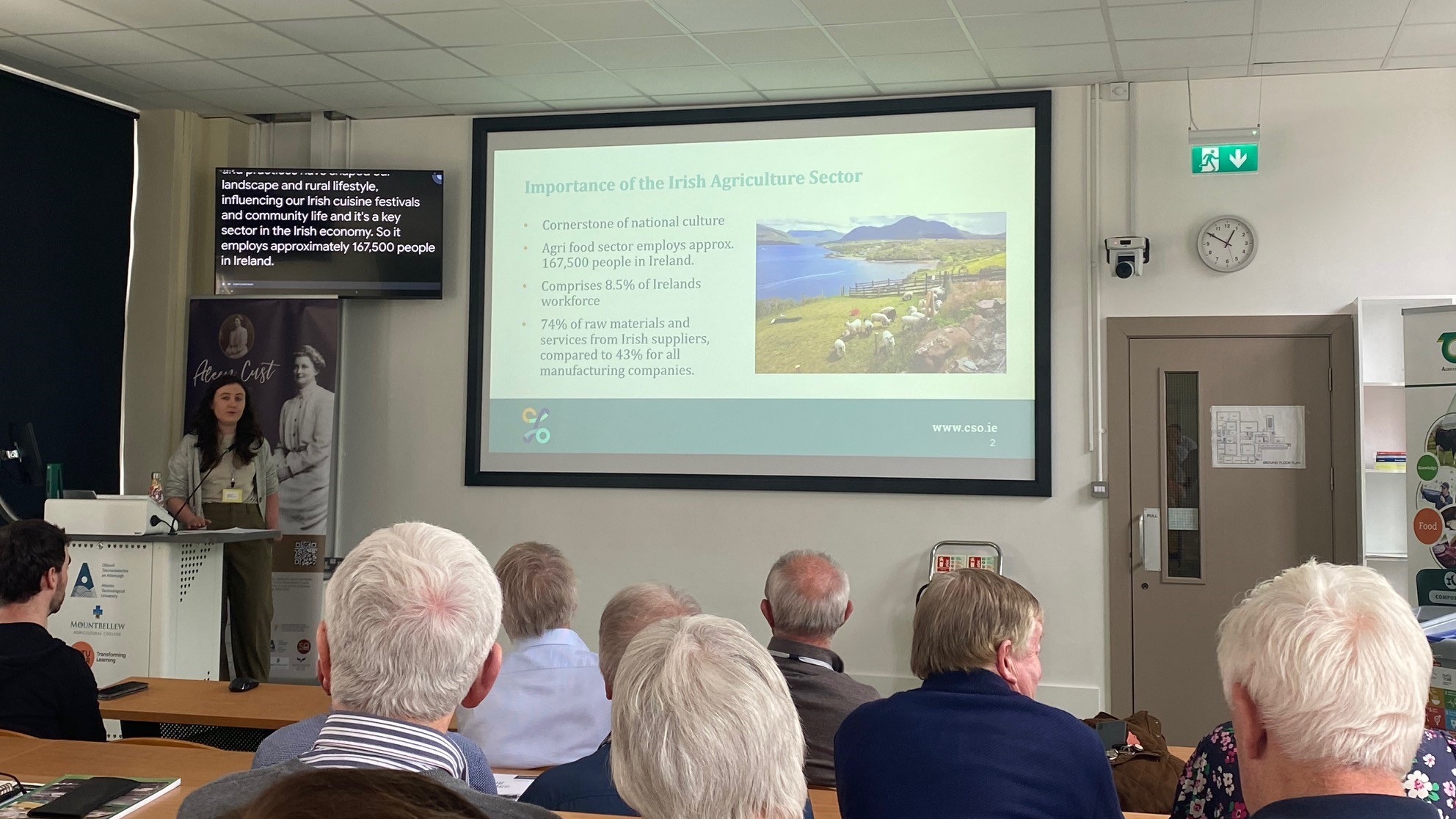 CSO statistician, Sophie Emerson presenting to the Harvesting our Heritage conference at Mountbellew Agricultural College