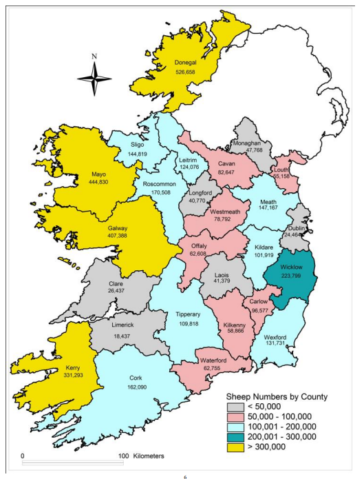 Sheep numbers by county. Image Source: DAFM