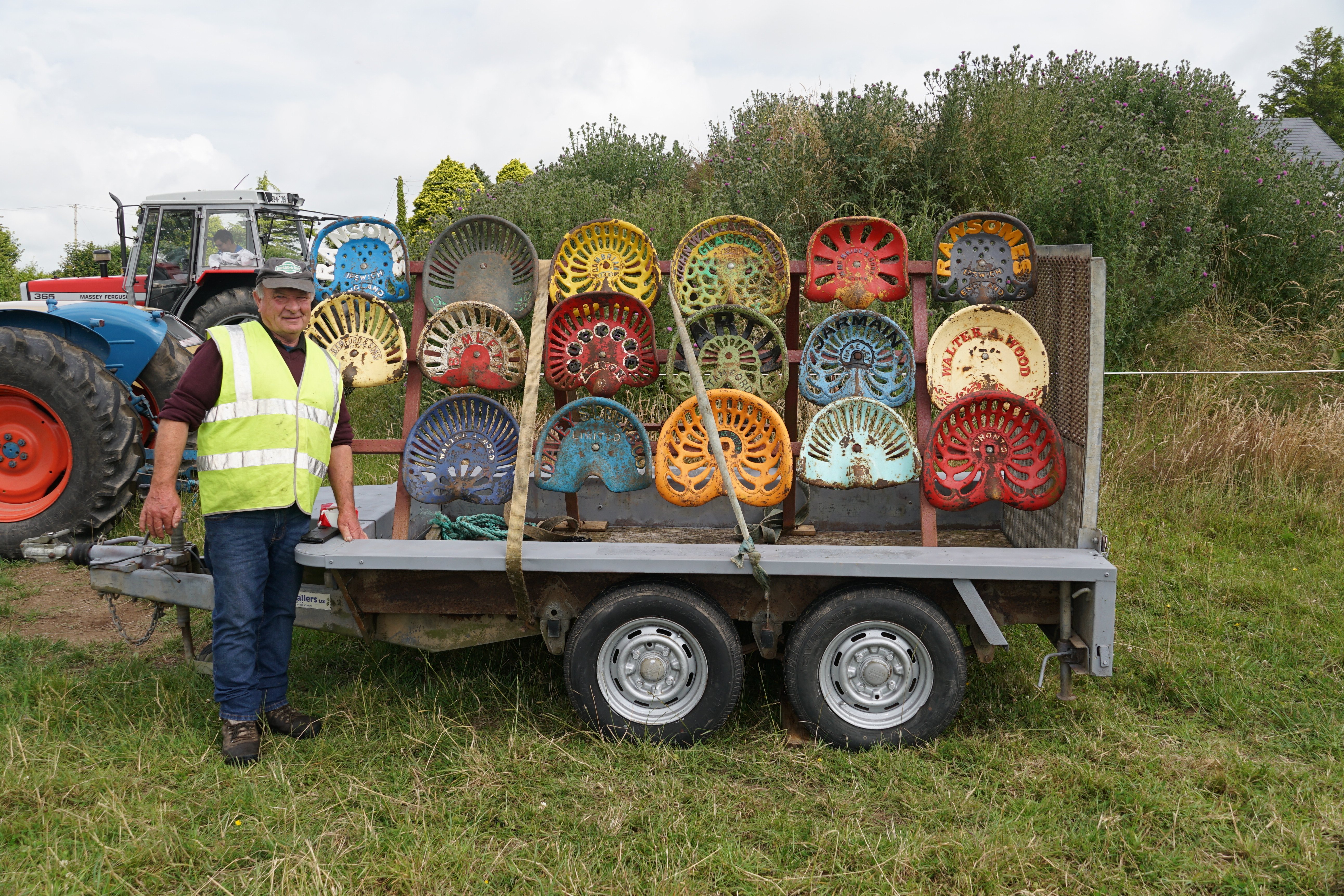 Michael Kirwan has a large collection of vintage implement seats, a few of which he takes to events on their own display trailer