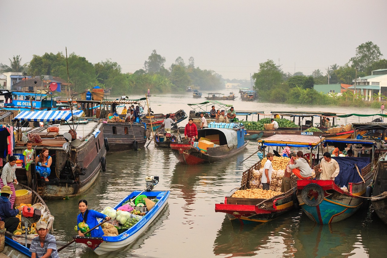 Floating market in Vietnam