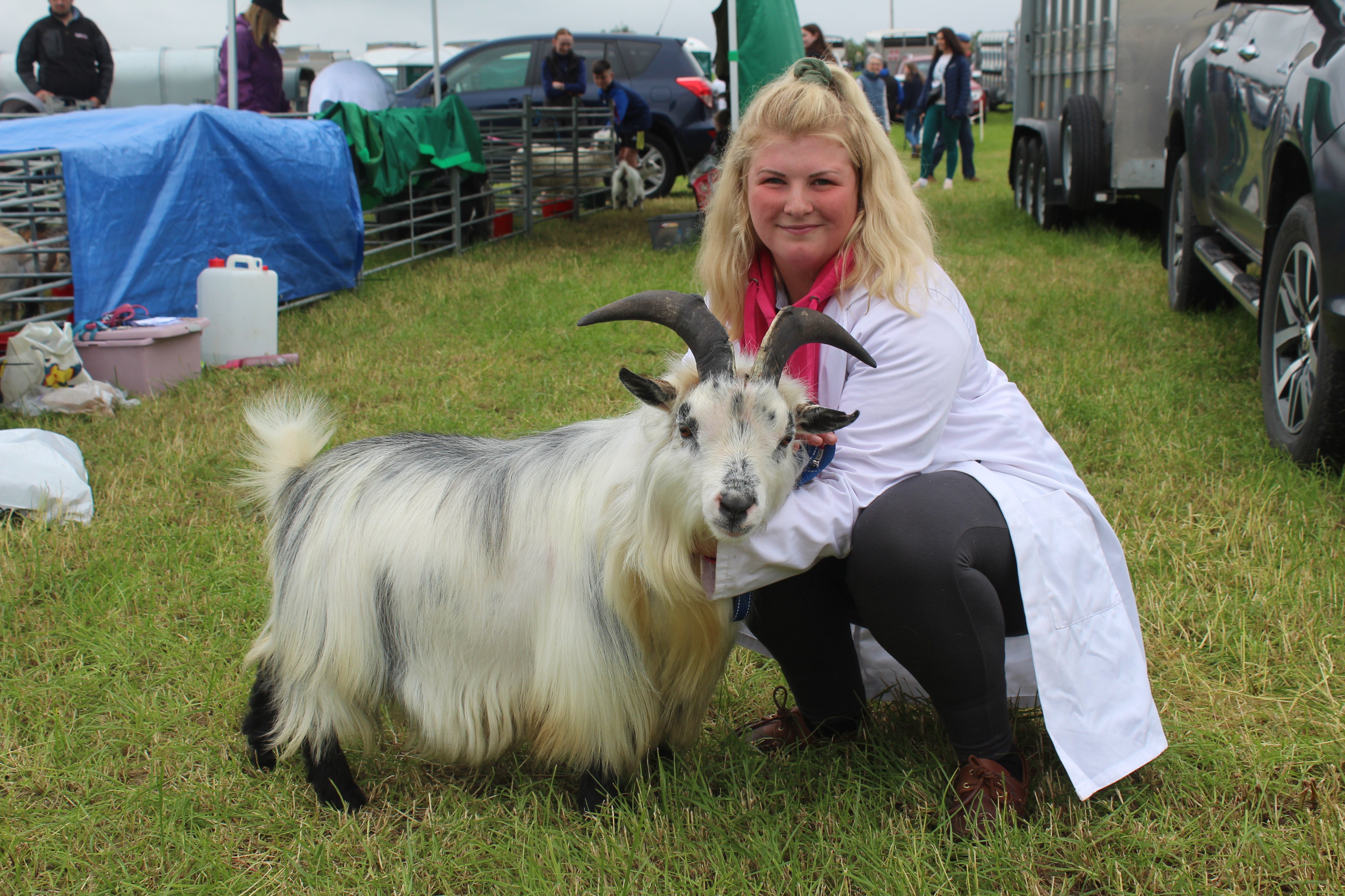 Enjoying their day at Newry Show: Shannon Rodgers, from Ballynahinch in Co. Down and her three-year-old pygmy goat