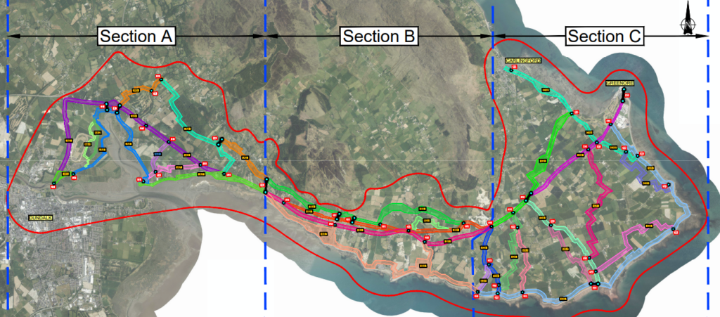 Feasible route corridor options for the proposed Carlingford to Dundalk Greenway Source: Louth County Council