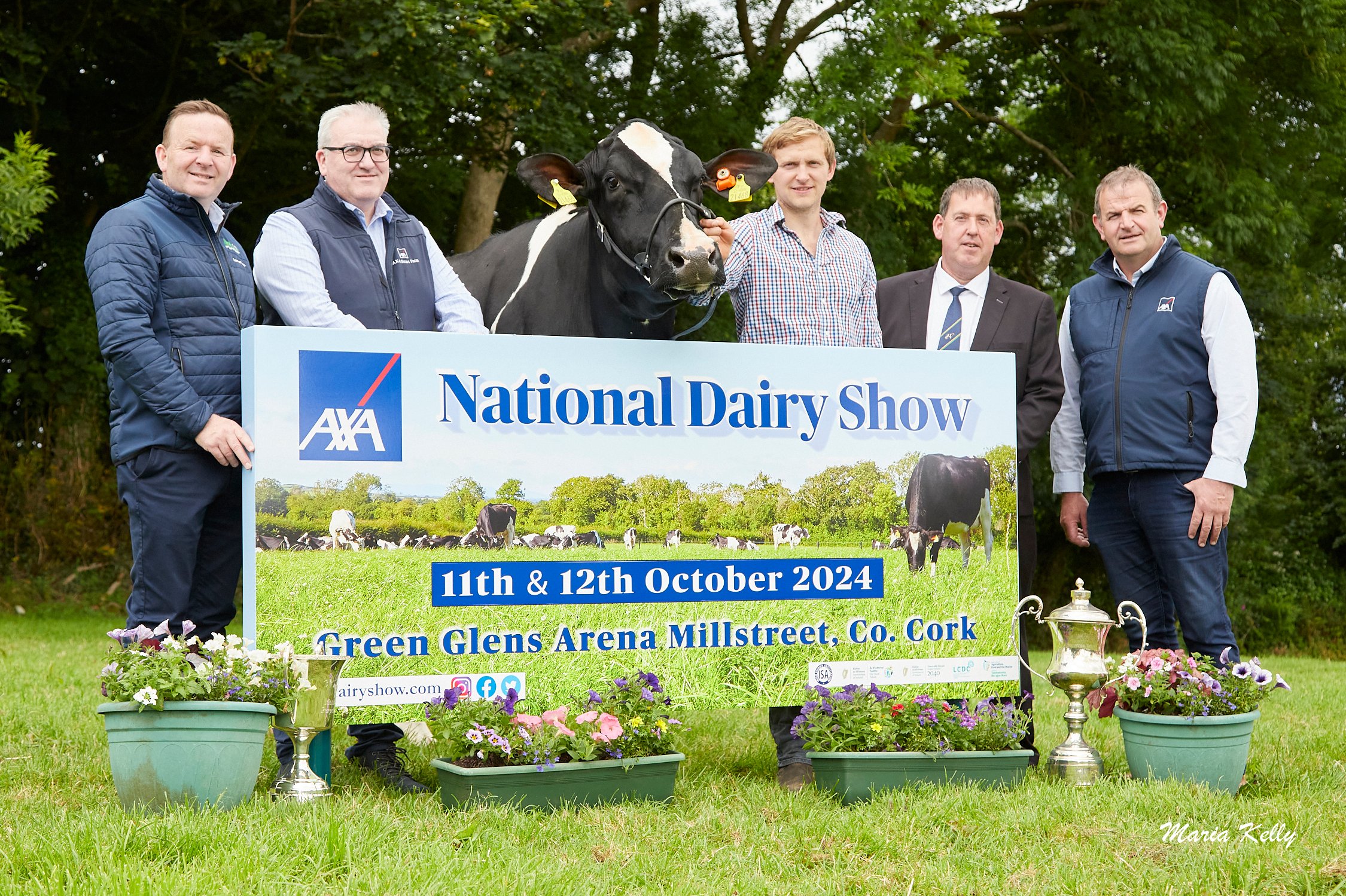 L-r: Laurence Feeney (IHFA CE), Christy Doherty (agri business manager at AXA), Jason Helen (NDS xommittee), Denis Kiely (National Dairy Show chair), Tom McCarthy (AXA Farm Insurance) 