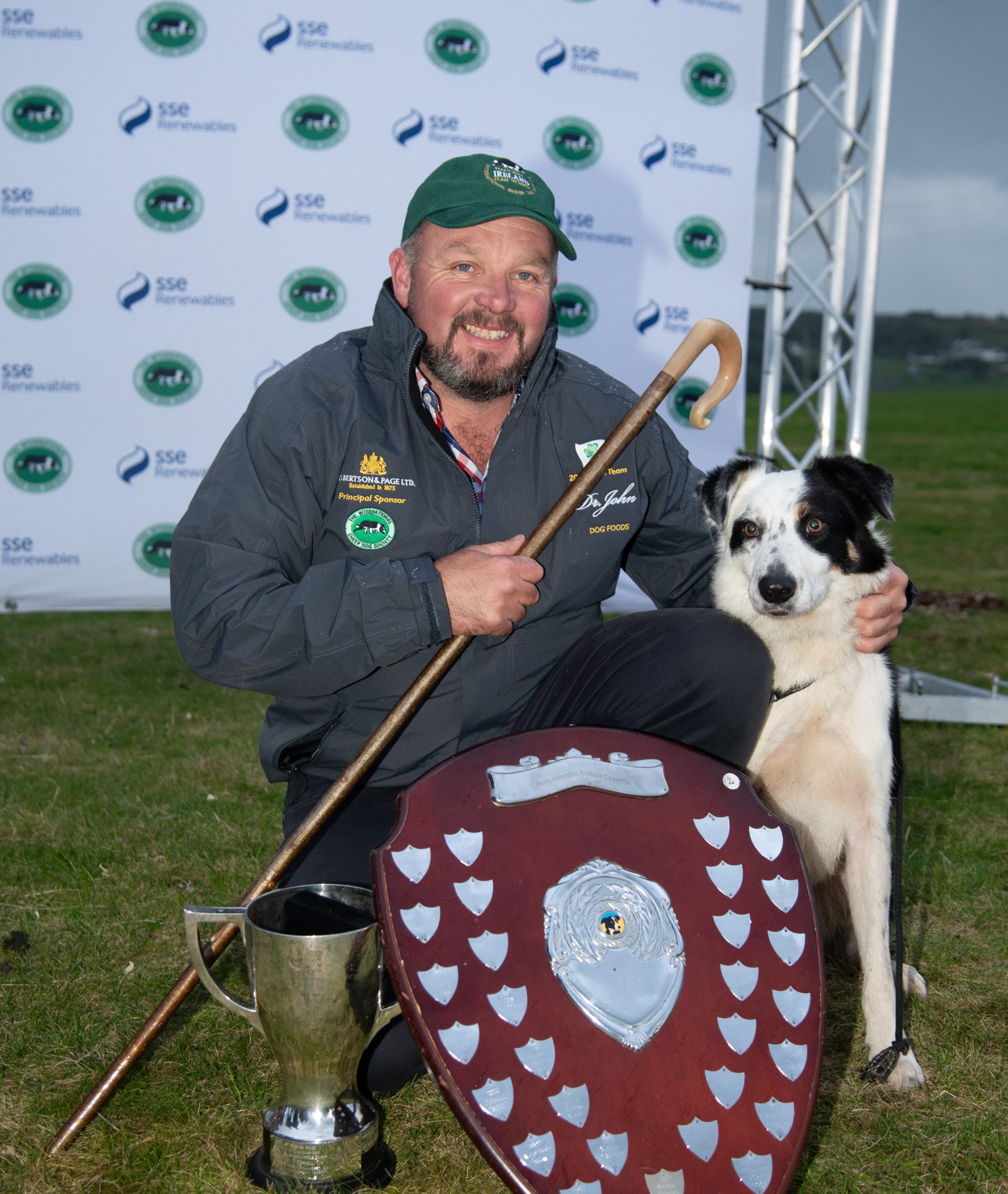 Peter Morgan from Co. Down with his dog Nantmel Bob who won the singles class at the Irish National Sheepdog Trials. Image Source: Clive Wasson