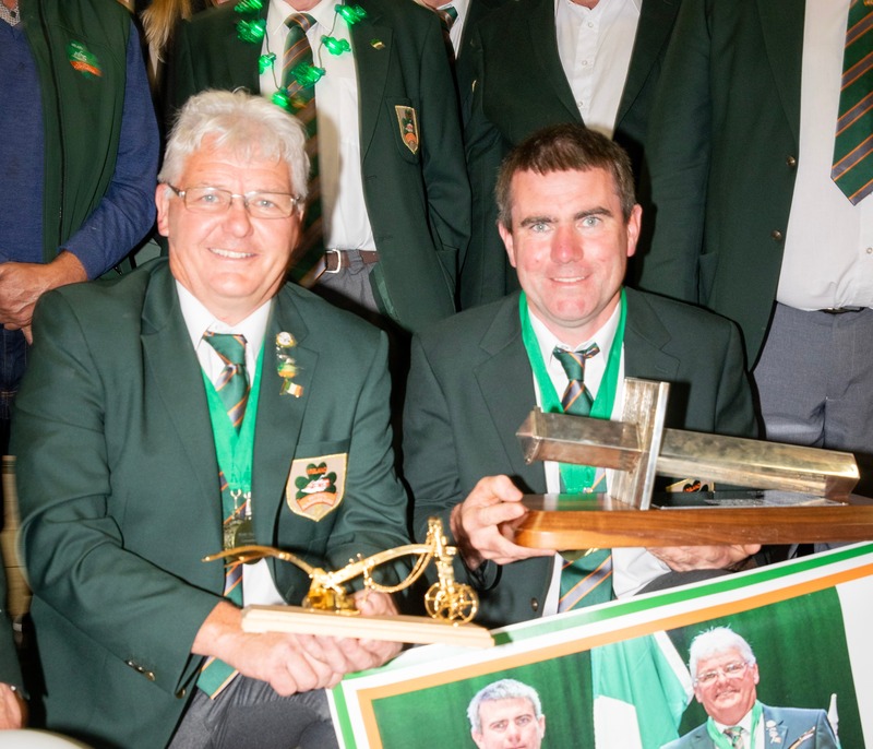 World ploughing champions, Eamonn Treacy and Jer Coakley during their homecoming celebration at Dublin Airport. Image: Gareth Chaney