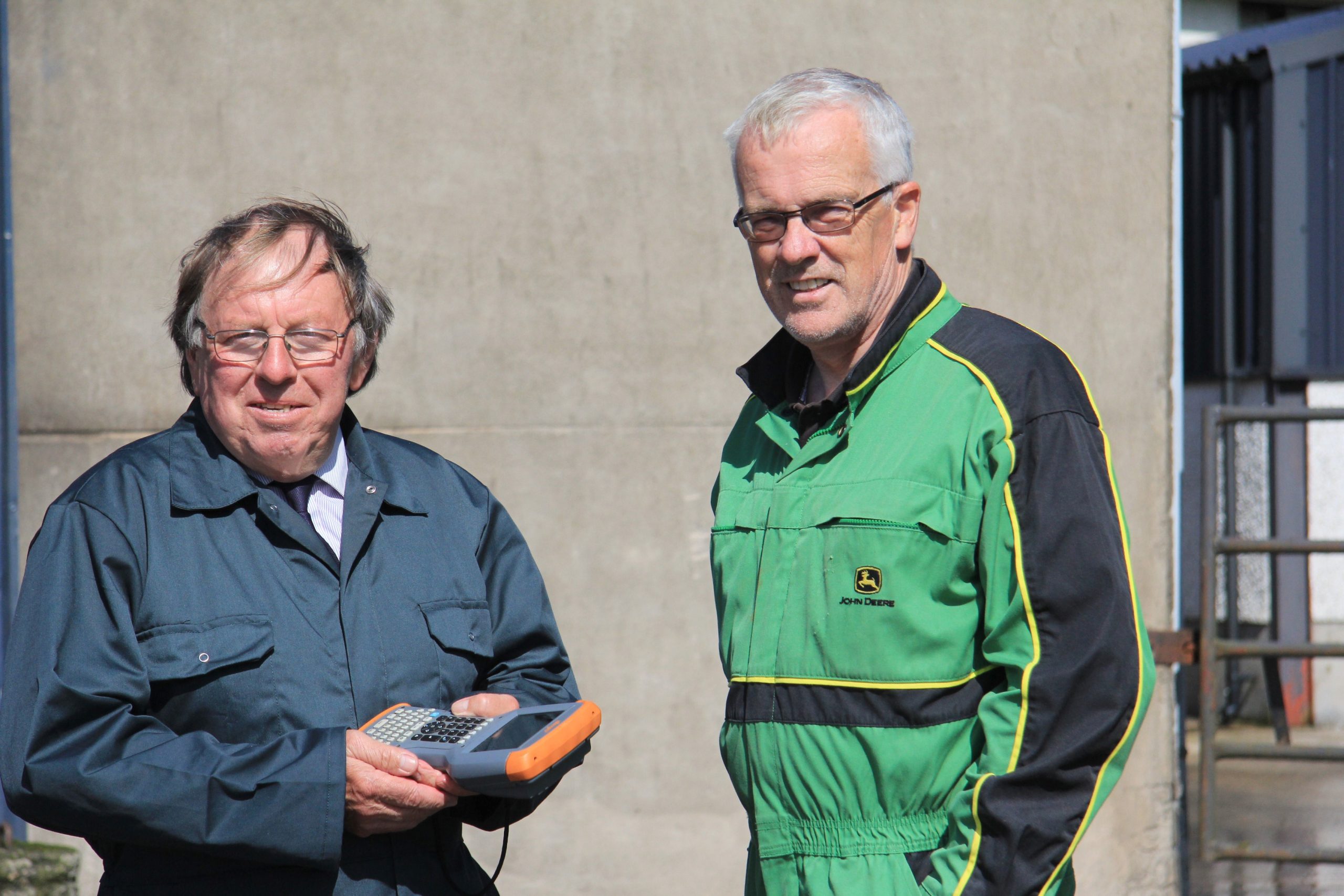 John Henning, right, is pictured with Holstein UK’s head classifier Meurig James
