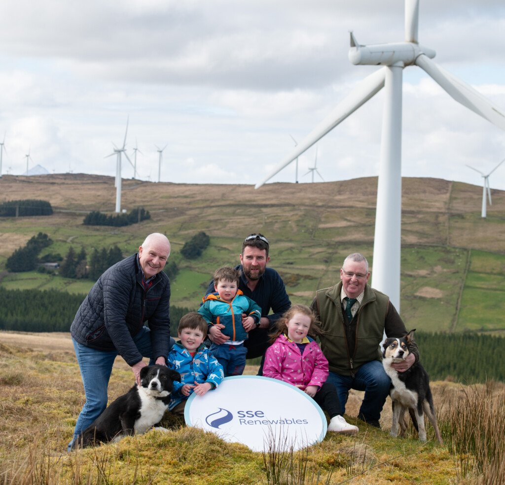 L-r: Seamus Herron SSE; James McCloskey (age 4); Oliver McCloskey (age 2); James McCloskey championship sheep dog handler; Ava McCloskey (age 5); and James McGee Chair of the Donegal Committee. Image source: Clive Wasson