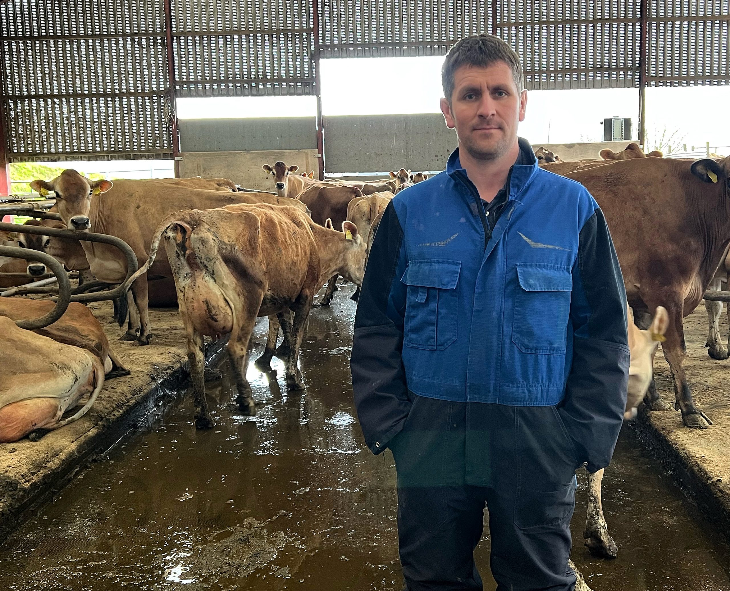 Andrew Jardine who has started dairying on the once bare tenant farm