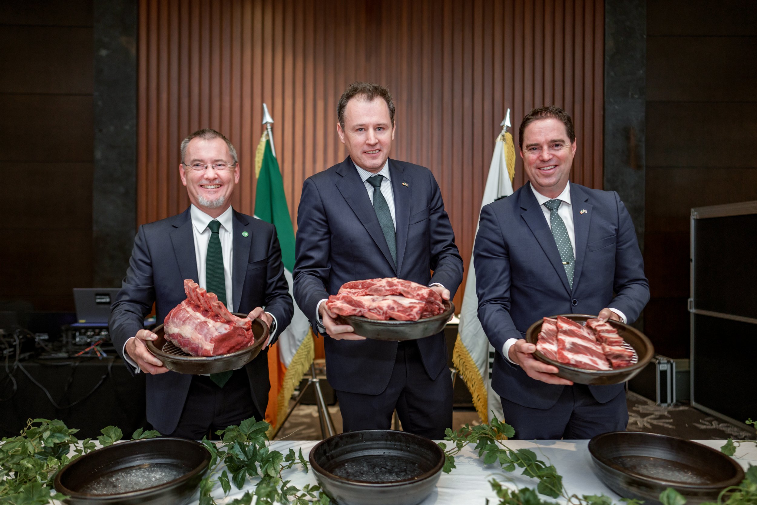 L-r: Jim O'Toole, Bord Bia CEO; Minister for Agriculture, Food and the Marine, Charlie McConalogue; Minister of State with responsibility for new market development, Martin Heydon
