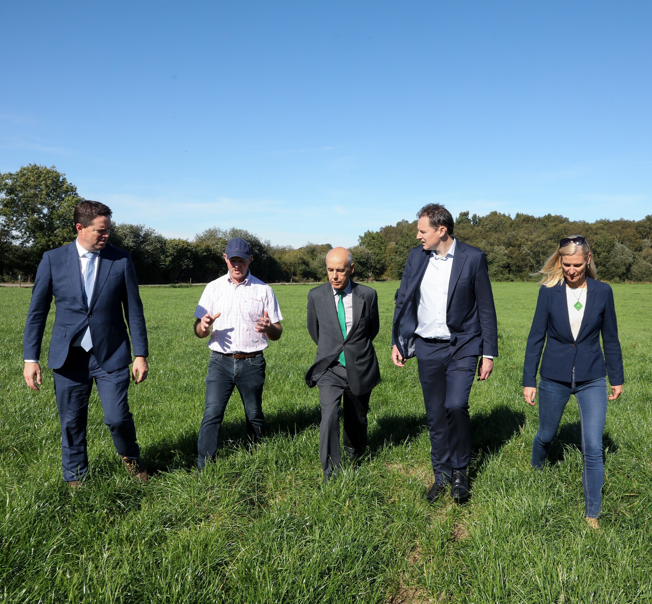 Minister of State Martin Heydon; farmer Stephen Byrne; Humberto Delgado Rosa, Director General for Environment, European Commission; Minister Charlie McConalogue; Minister of State, Senator Pippa Hackett