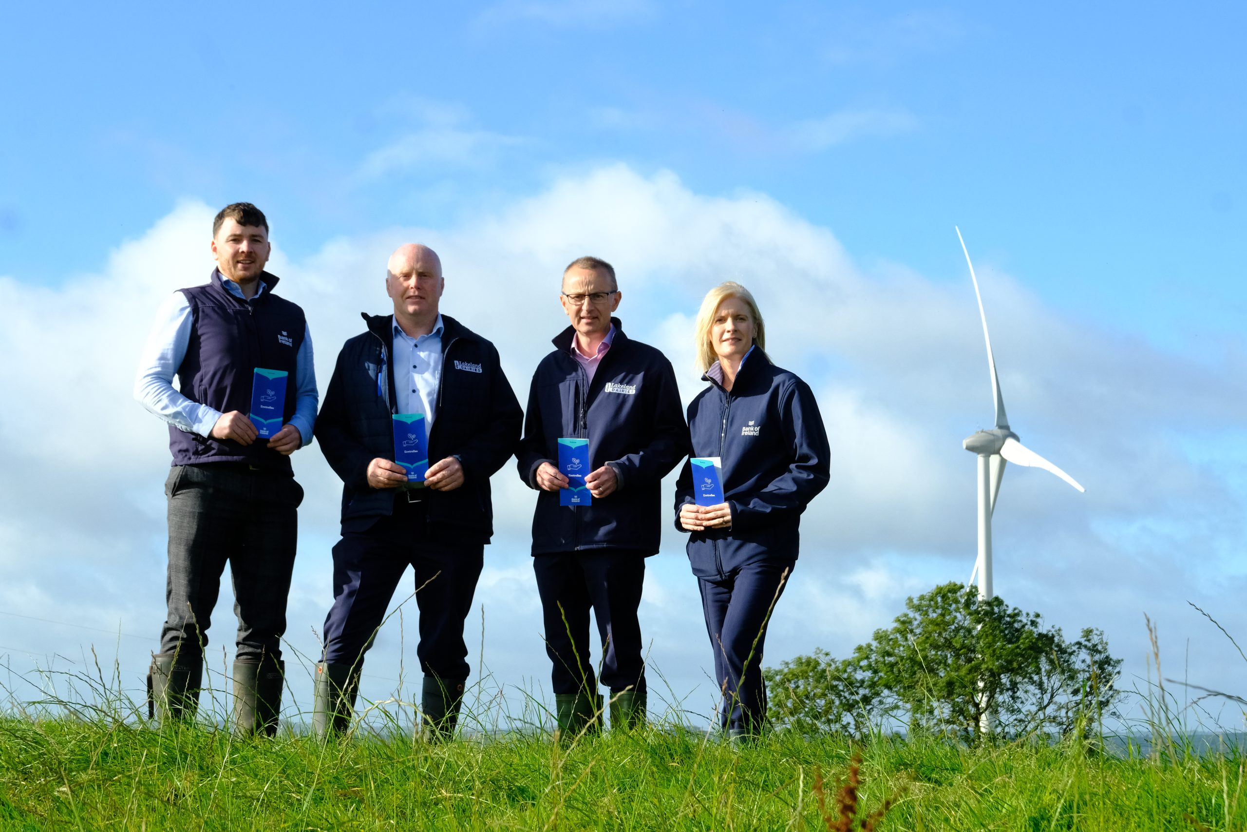 Pictured at the launch of Lakeland Dairies Enviroflex partnership with Bank of Ireland are: Mark Glennon, agri development manager, Bank of Ireland; Lakeland Dairies’ chairperson Niall Matthews; Lakeland Dairies chief financial officer, Oliver McAllister; and Lorraine Kavanagh, business relationship manager, Bank of Ireland Cavan and Monaghan