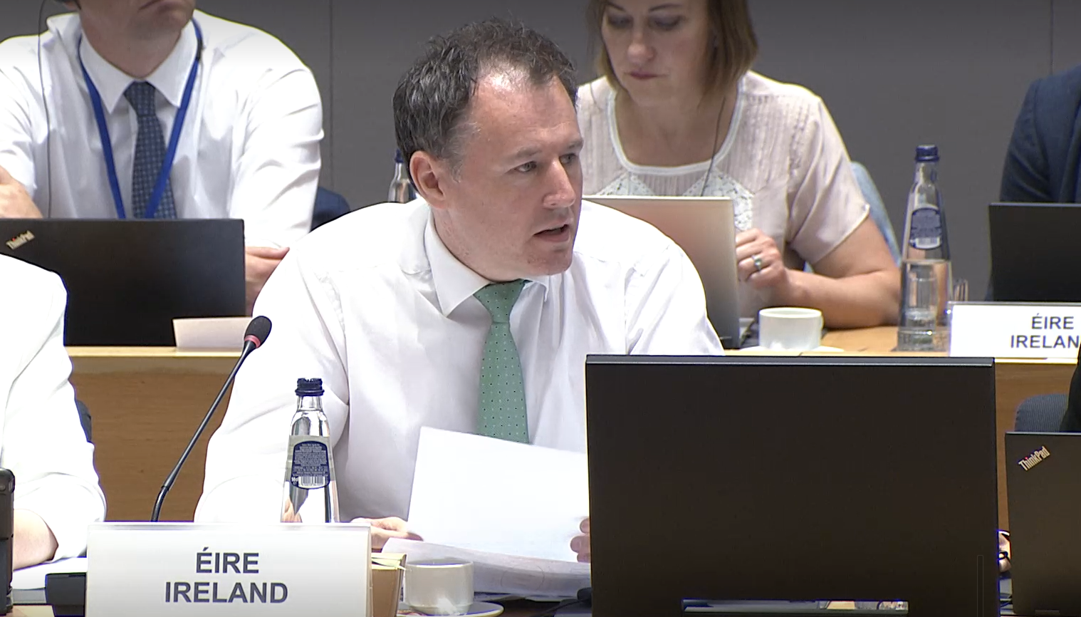 Minister McConalogue speaking at today's Agri-Fish Council meeting in Brussels Source: European Union