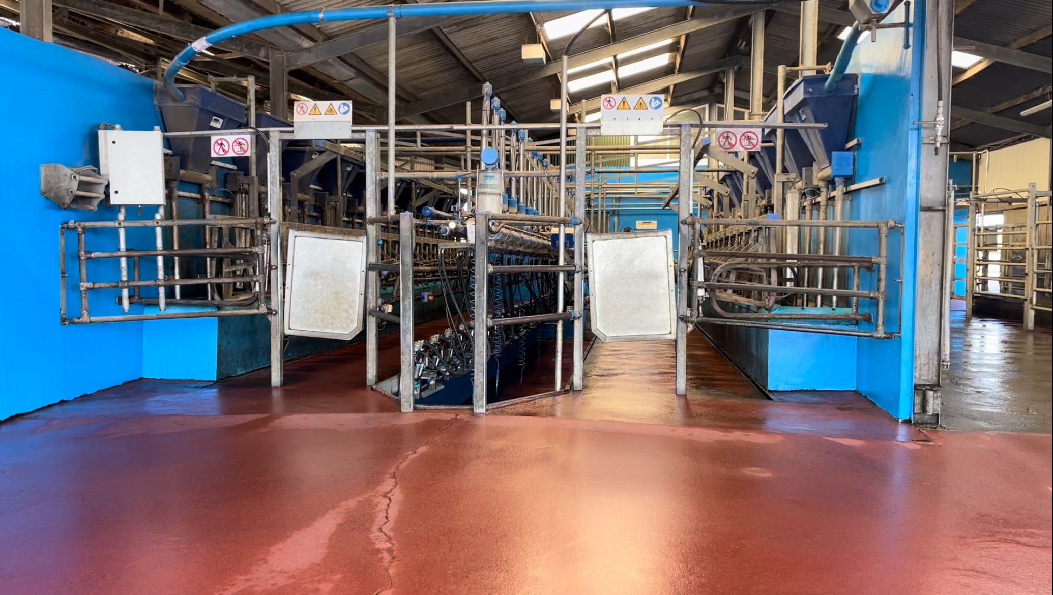 Milking parlour on the Macnamara farm in Co. Limerick