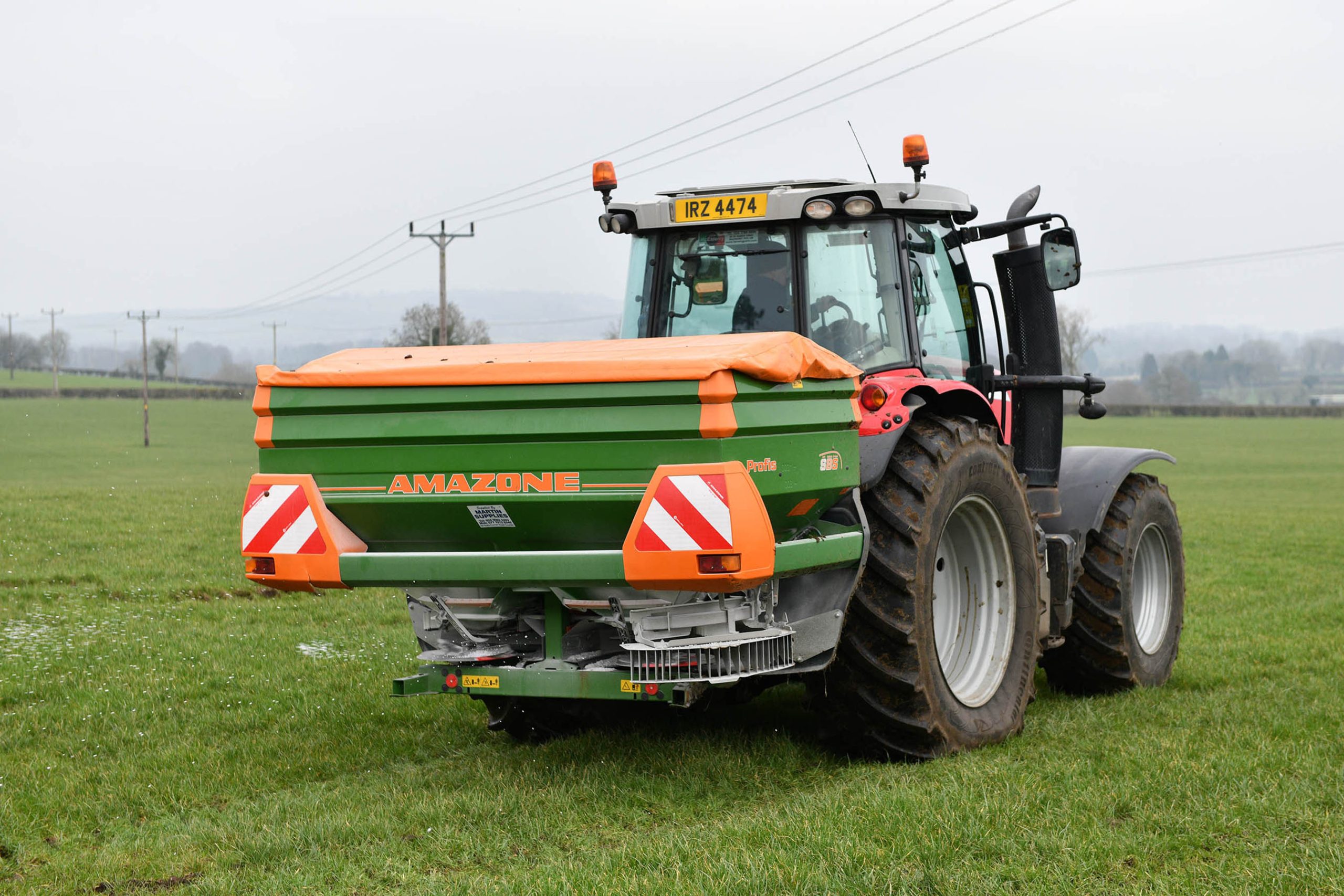 Stabilised urea being sown on the CAFRE farm. Image source: CAFRE