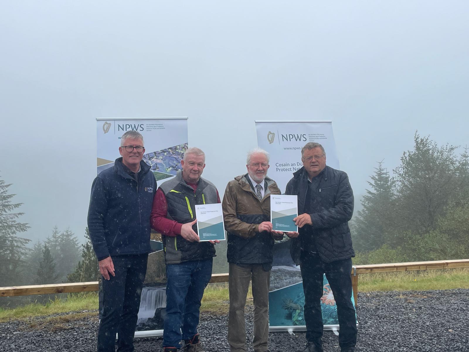 Andy Bleasdale, NPWS; Padraig Stapleton, IFA farm forestry chair; Minister of State Malcolm Noonan; and Pat Hennessy at the launch of the ‘Hen Harrier Threat Response Plan’