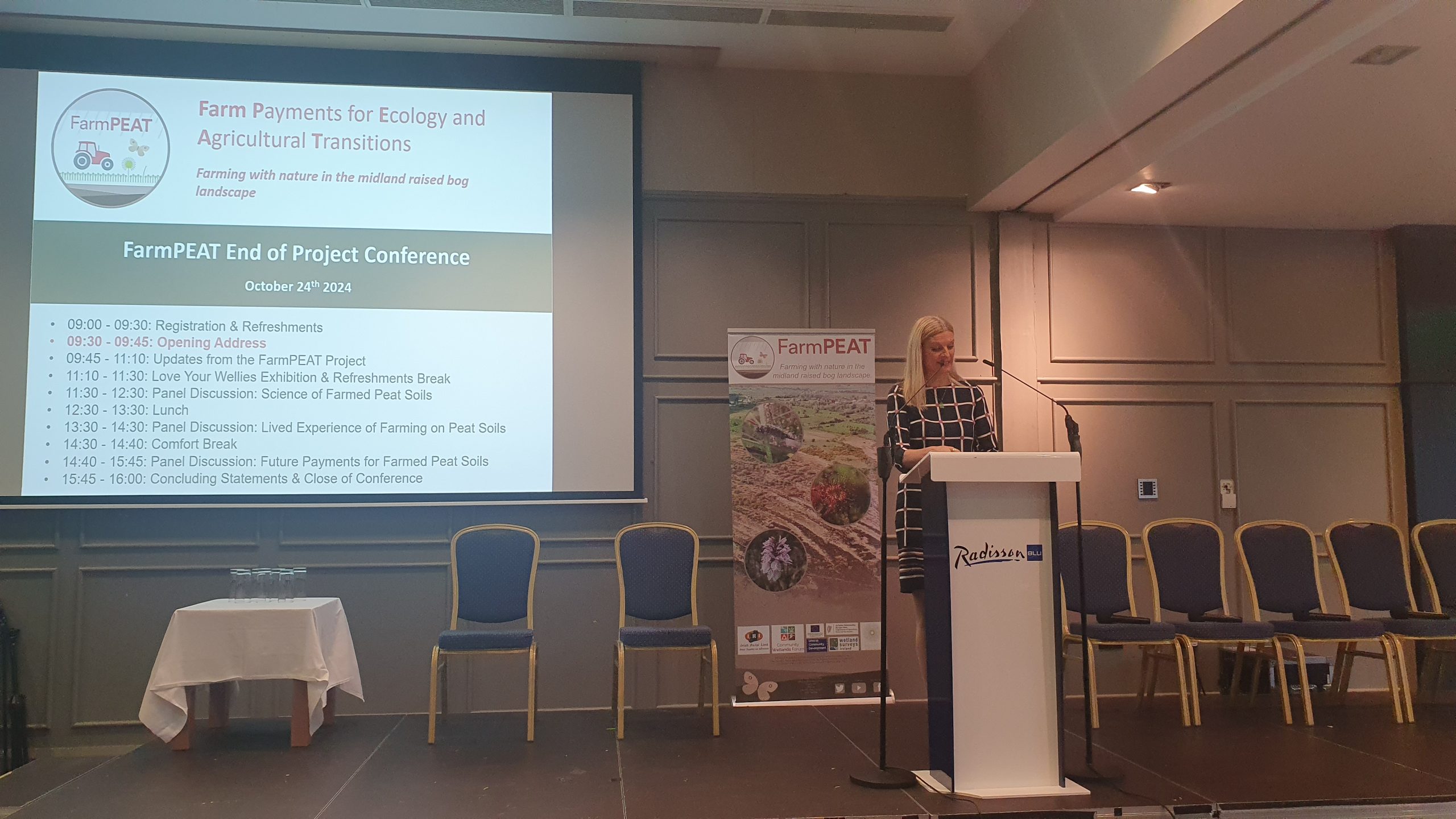 Minister of State Pippa Hackett addressing the FarmPEAT end of project conference