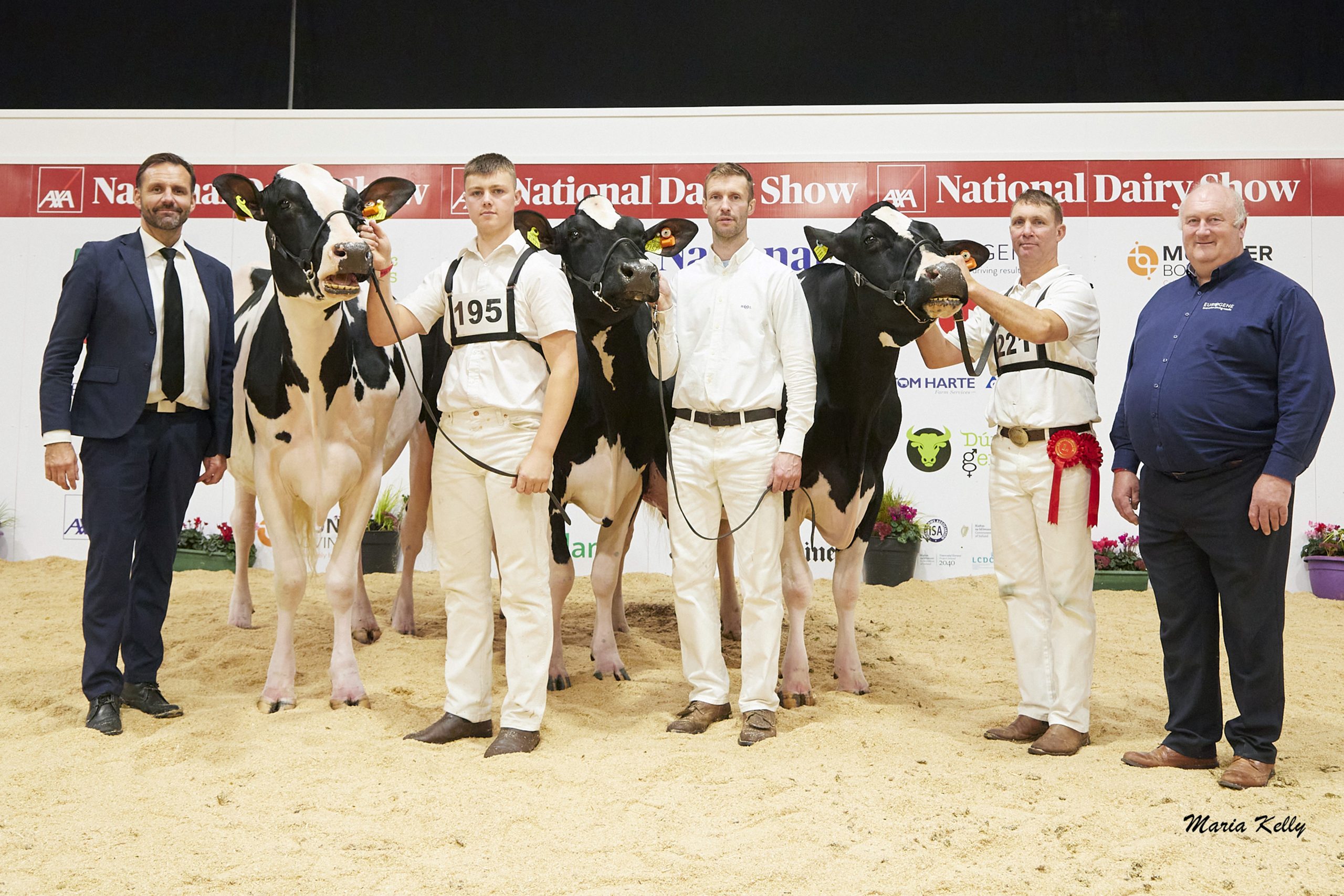 Hallow Holsteins, Eamonn Coleman, Eurogene (sponsor), Philip, Will and Garry Jones, Judge Niels Erik Haahr. Photo: Maria Kelly.