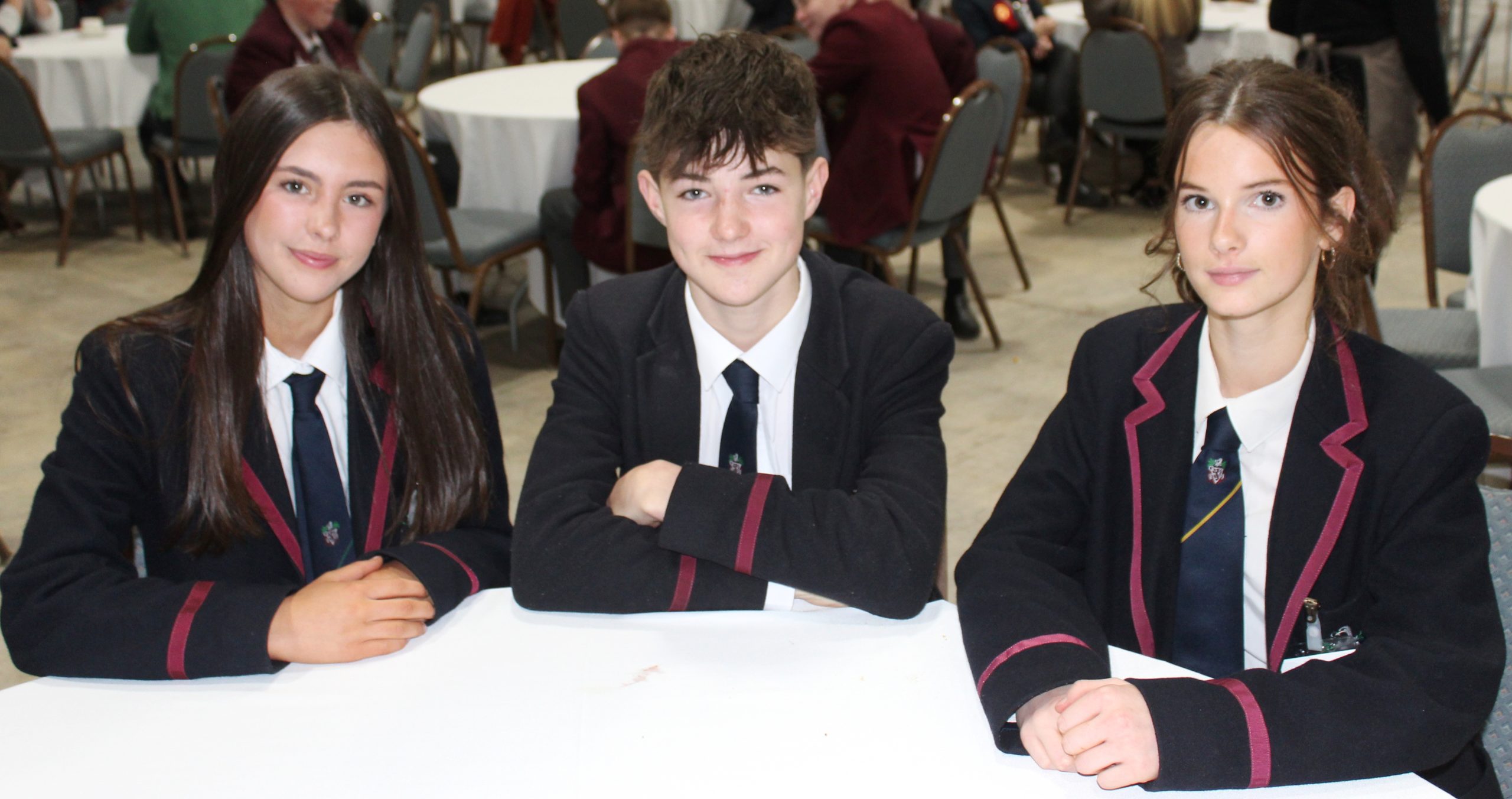 Attending the finals of the 2024 ABP Angus Youth Challenge, l-r: Sophie Simpson, Caleb Trimble and Btyonie Oman, from Wallace High School, Lisburn