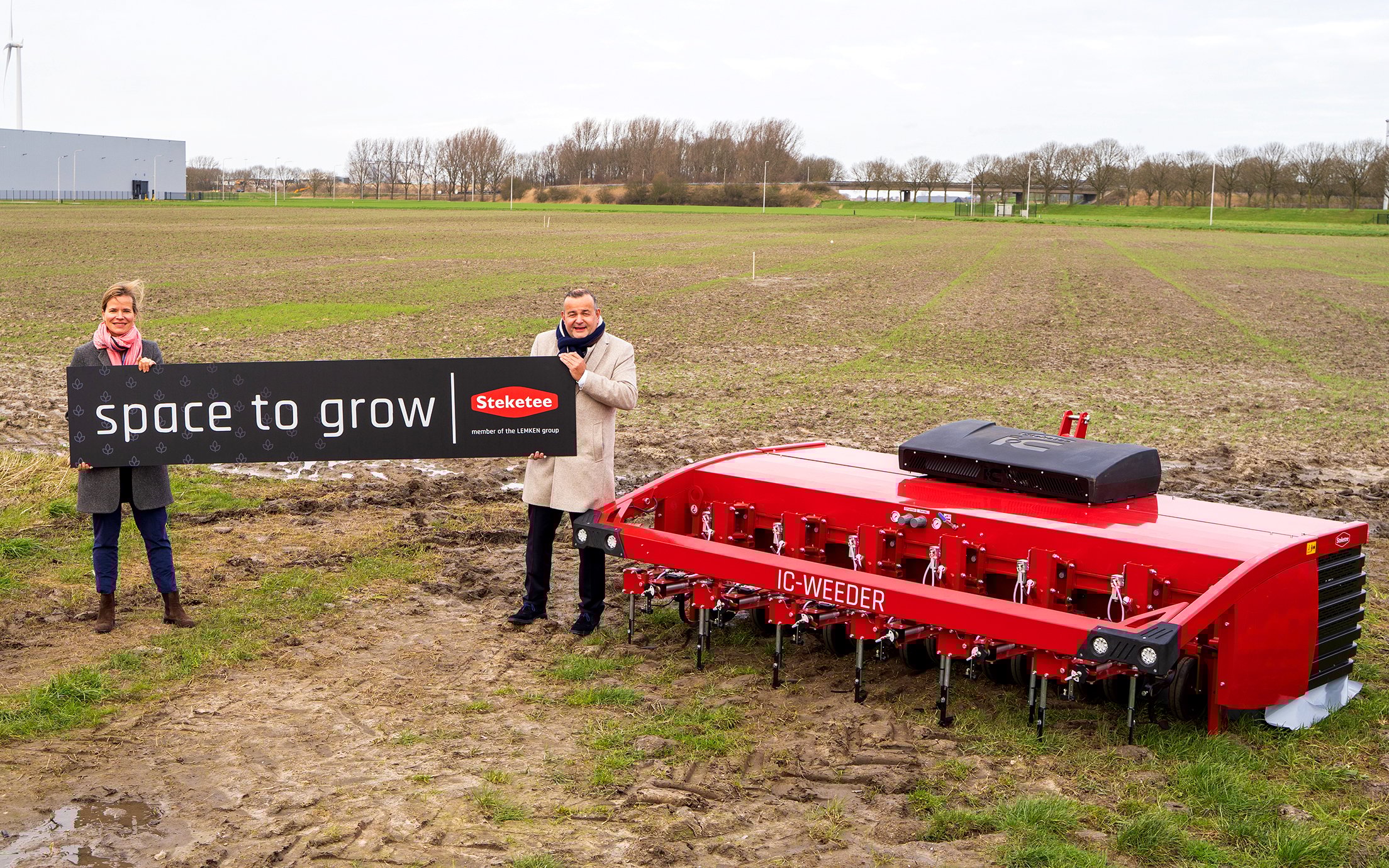 Nicola Lemken and CEO of Lemken, Anthony van der Ley, at the site of the new factory  before building commenced
