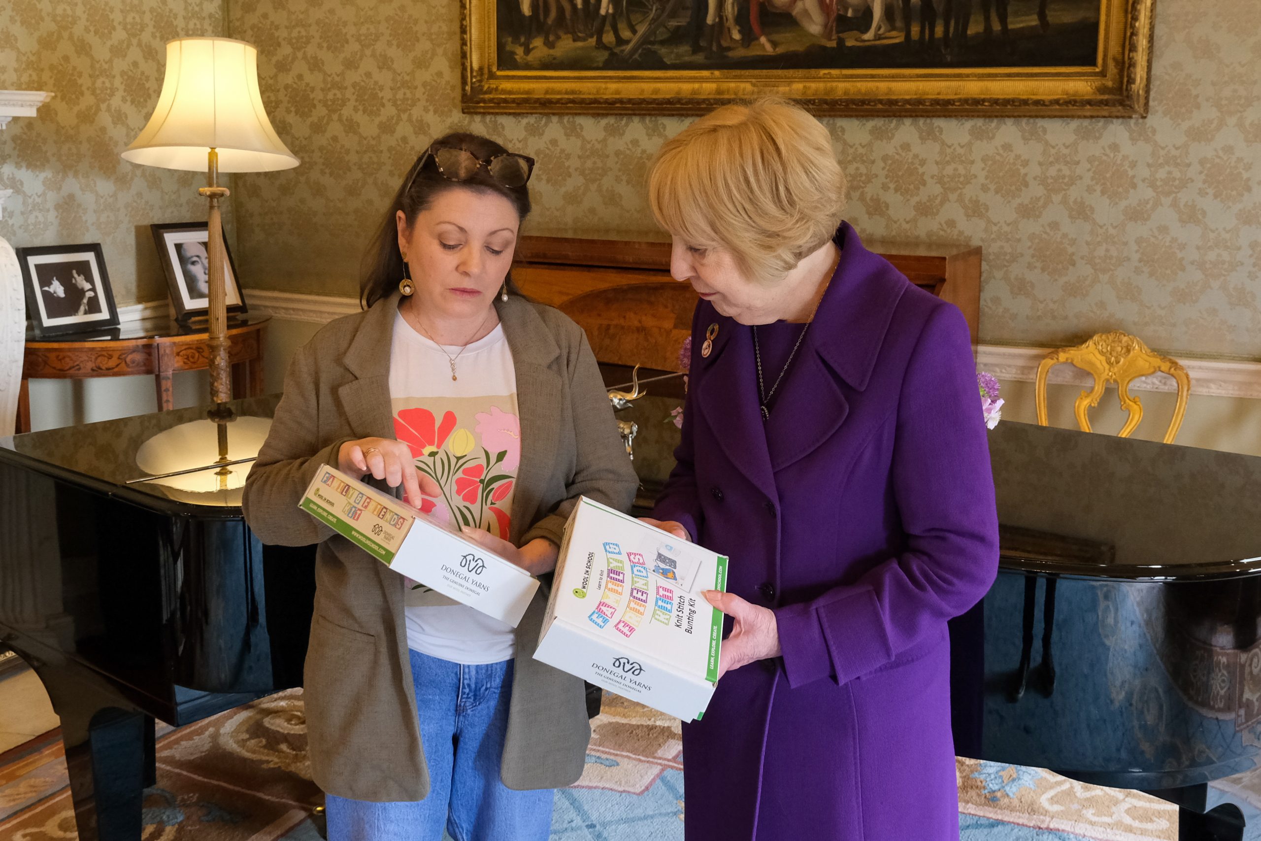 Lorna McCormack, director of Wool in School with Sabina Higgins. Image: Áras an Uachtaráin.
