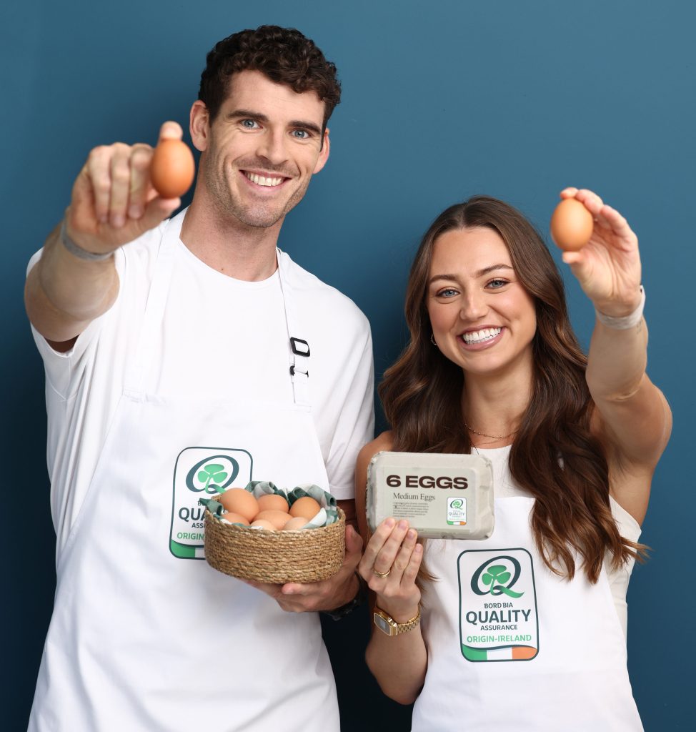 CRACK ON! L-r: Olympic heroes Sophie Becker and Philip Doyle celebrating World Egg Day. Image: Marc O'Sullivan