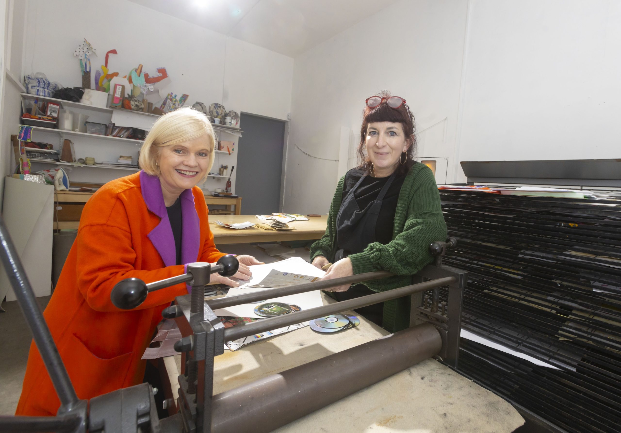 Dr. Sheila Donegan, CALMAST co-founder and co-director and studio artist Anne McDonnell. Source: Patrick Browne
