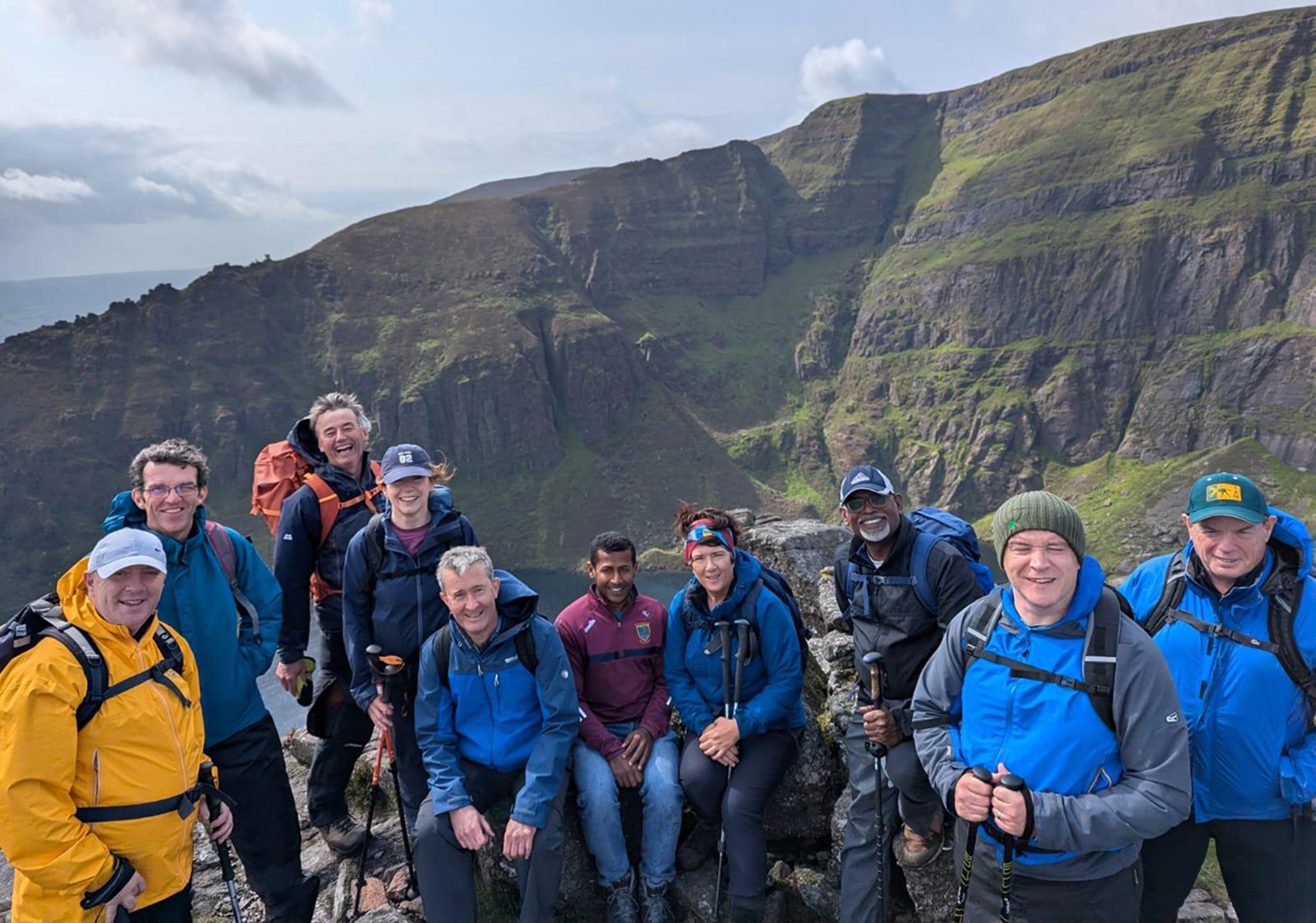 Members of the Tirlán Mountain Challenge team pictured on a recent training day at Coumshingaun Loop, Commeraghs, Co. Waterford