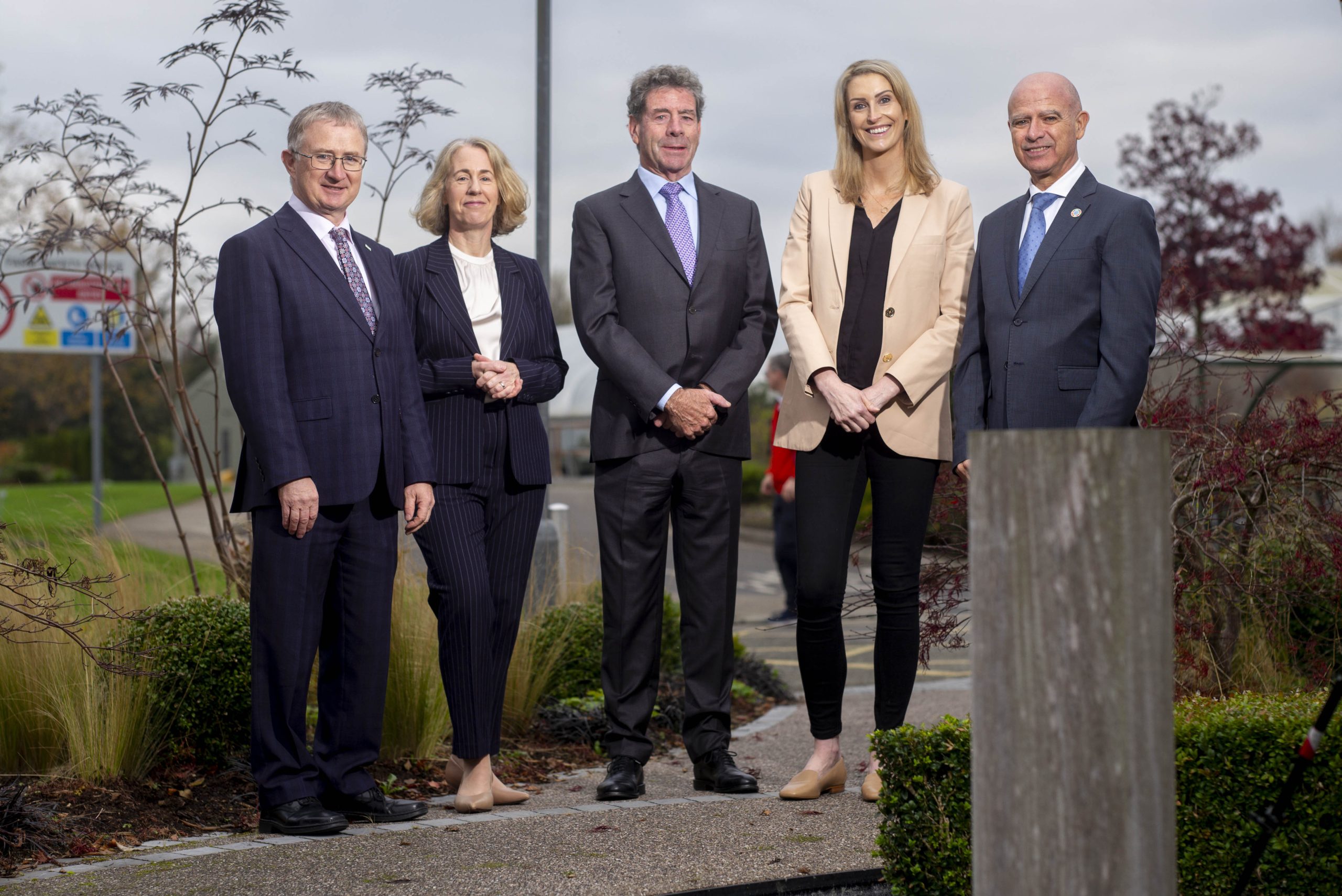 L-r: Prof. Frank O’Mara, Teagasc director; Dr. Karen Daly, acting head of the Teagasc Environment and Land Use Research Centre in Johnstown Castle; Liam Herlihy, Teagasc chair; Deirdre Ryan, director of sustainability and quality assurance, Bord Bia; and Dr. Badi Besbes, FAO animal production and health division