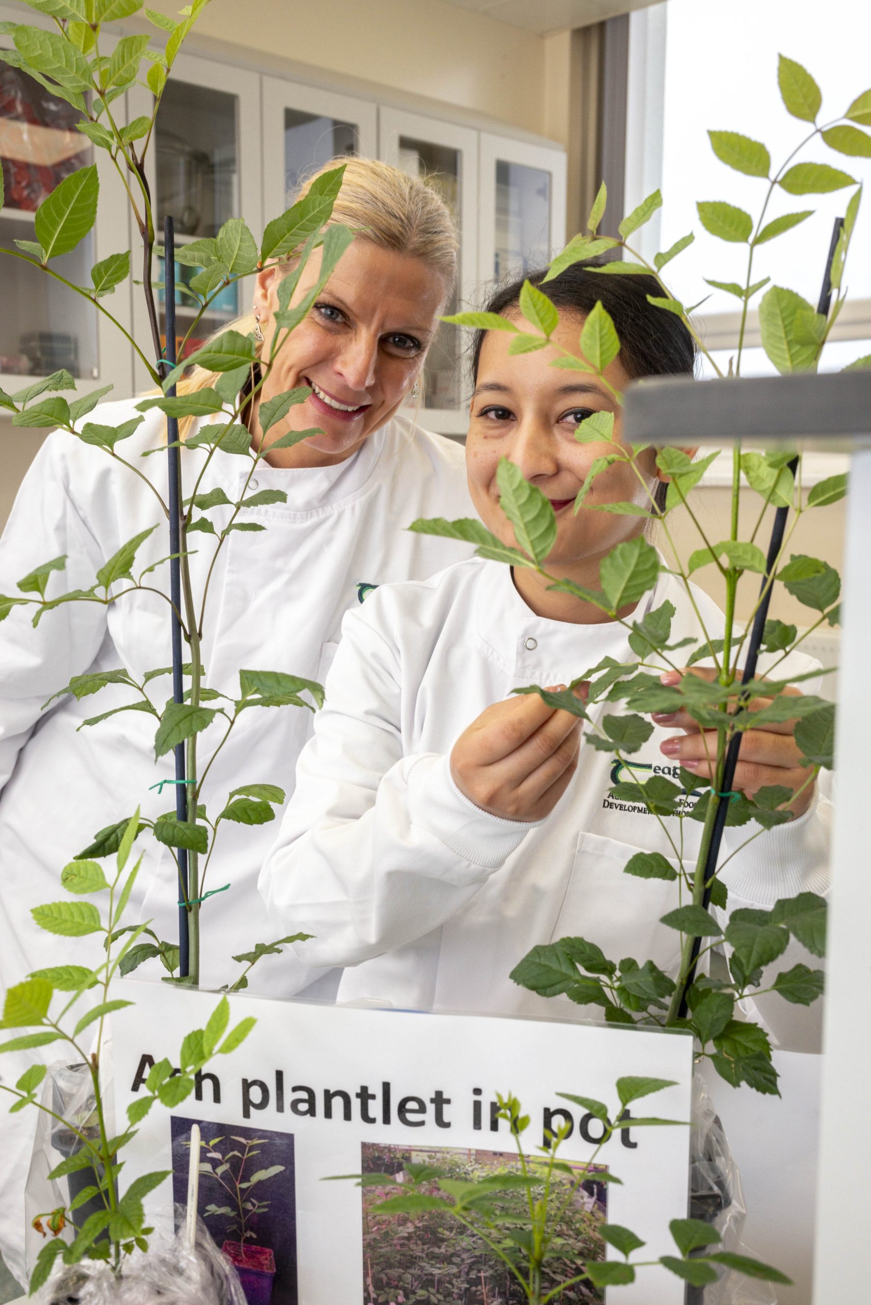 Pippa Hackett, Minister of State at the Department of Agriculture, Food and the Marine, with researcher Karuna Shrestha. Image source: John Ohle
