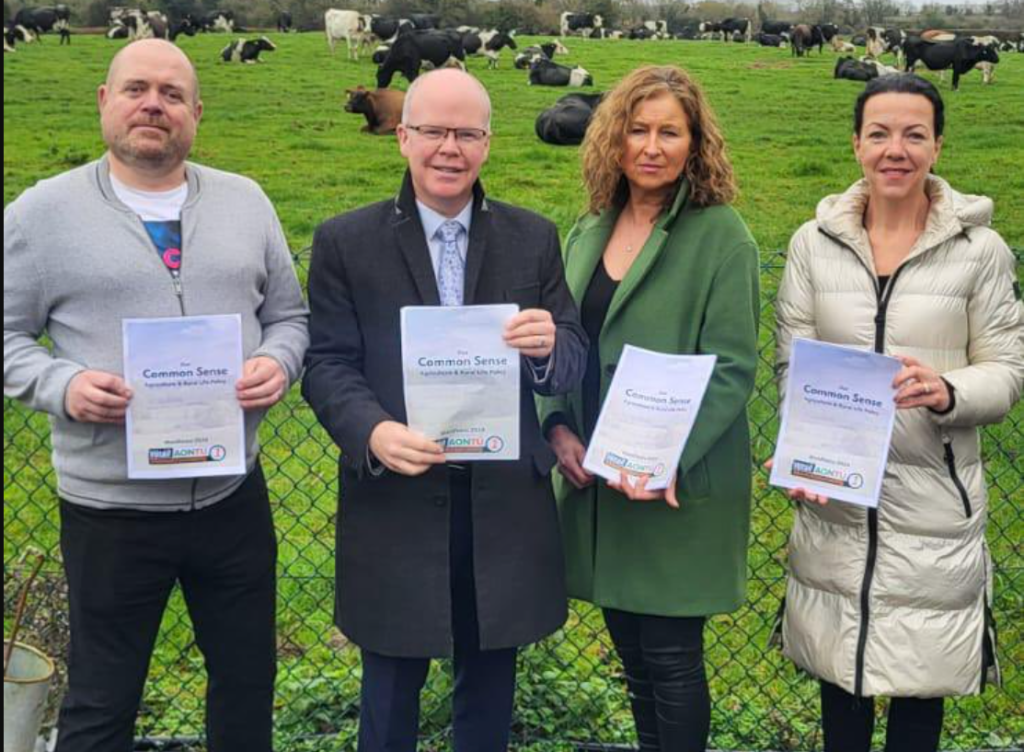 Aontú party members launching their general election manifesto today