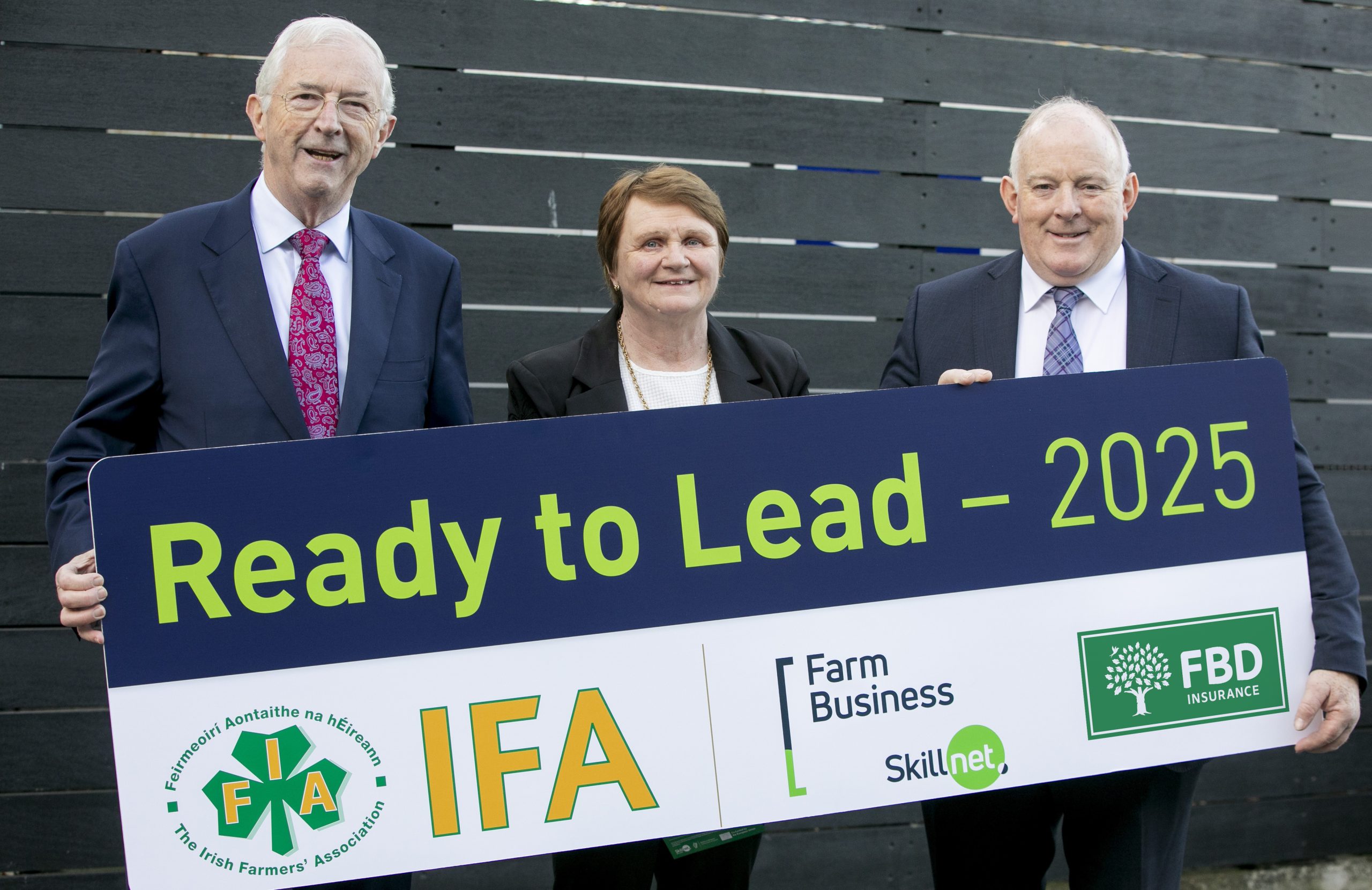 Chair of FBD, Trust Michael Berkery, Irish Farmers' Association deputy president Alice Doyle and Irish Farmers' Association president Francie Gorman launching the ‘Ready To Lead’ Programme at Irish Farm Centre