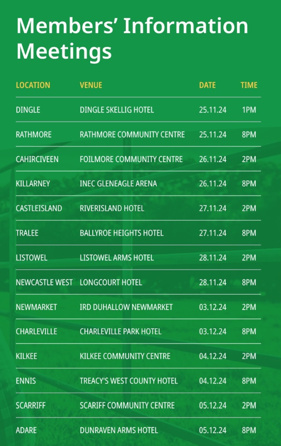 Schedule of information meetings