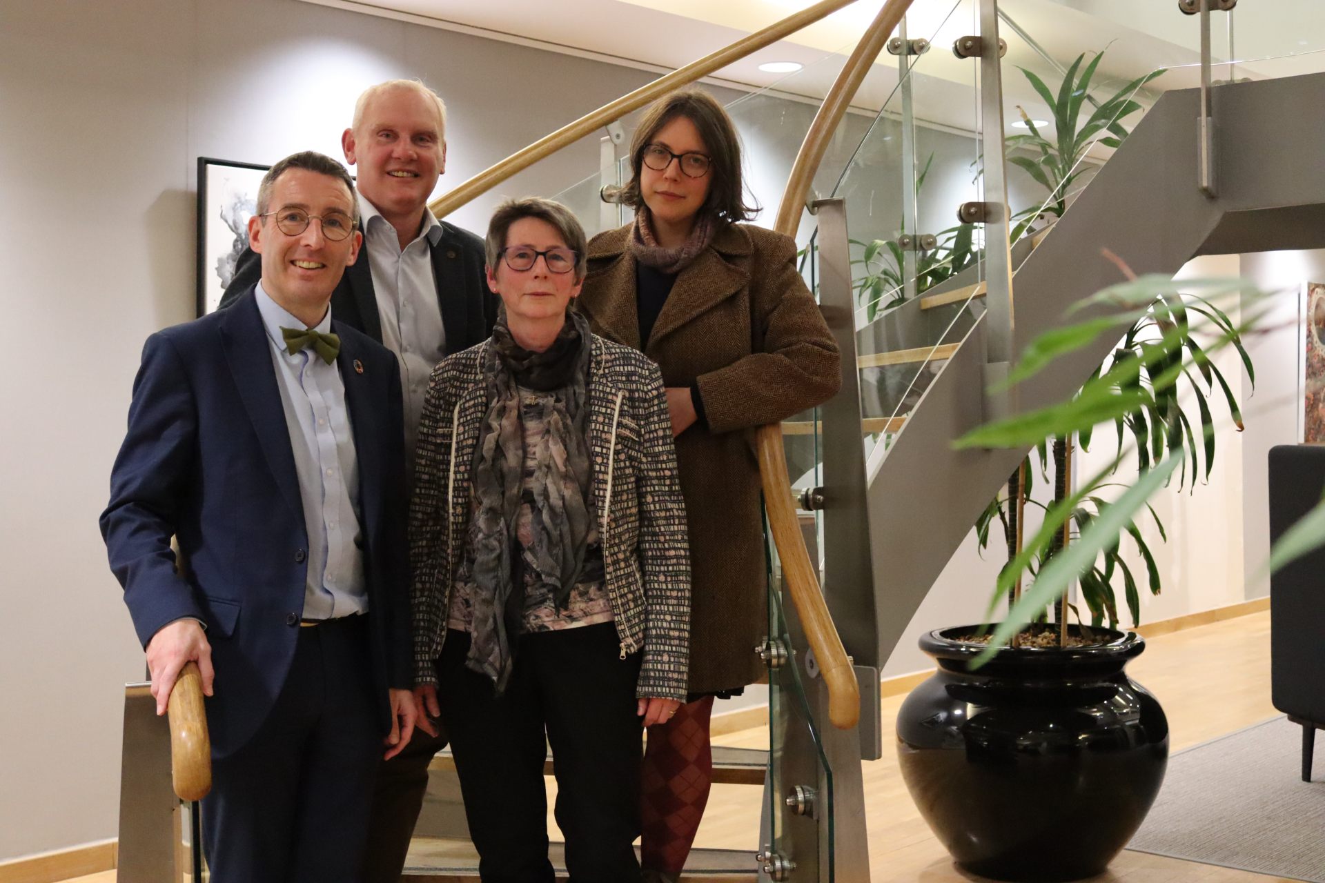 (L-R) Agriculture, Environment and Rural Affairs Minister Andrew Muir pictured with the three independent members of the new Environmental Governance Review, John McCallister, Diane Ruddock OBE and Dr Viviane Gravey (chair)