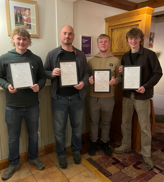Four Greenmount Campus students were selected to compete at the WorldSkills UK National Finals in Landscape Gardening. Recognising their achievements they were presented with Certificates from the Association of Professional Landscapers (APL). From l-r: Harry Fitzsimmons from Portaferry; Alan Mercer from Antrim; Luke Donald from Carrickfergus; and Jacob Mercer from Newtownabbey