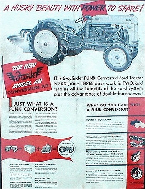 An advertisement  for the six cylinder conversion boasting of a doubling of the power available