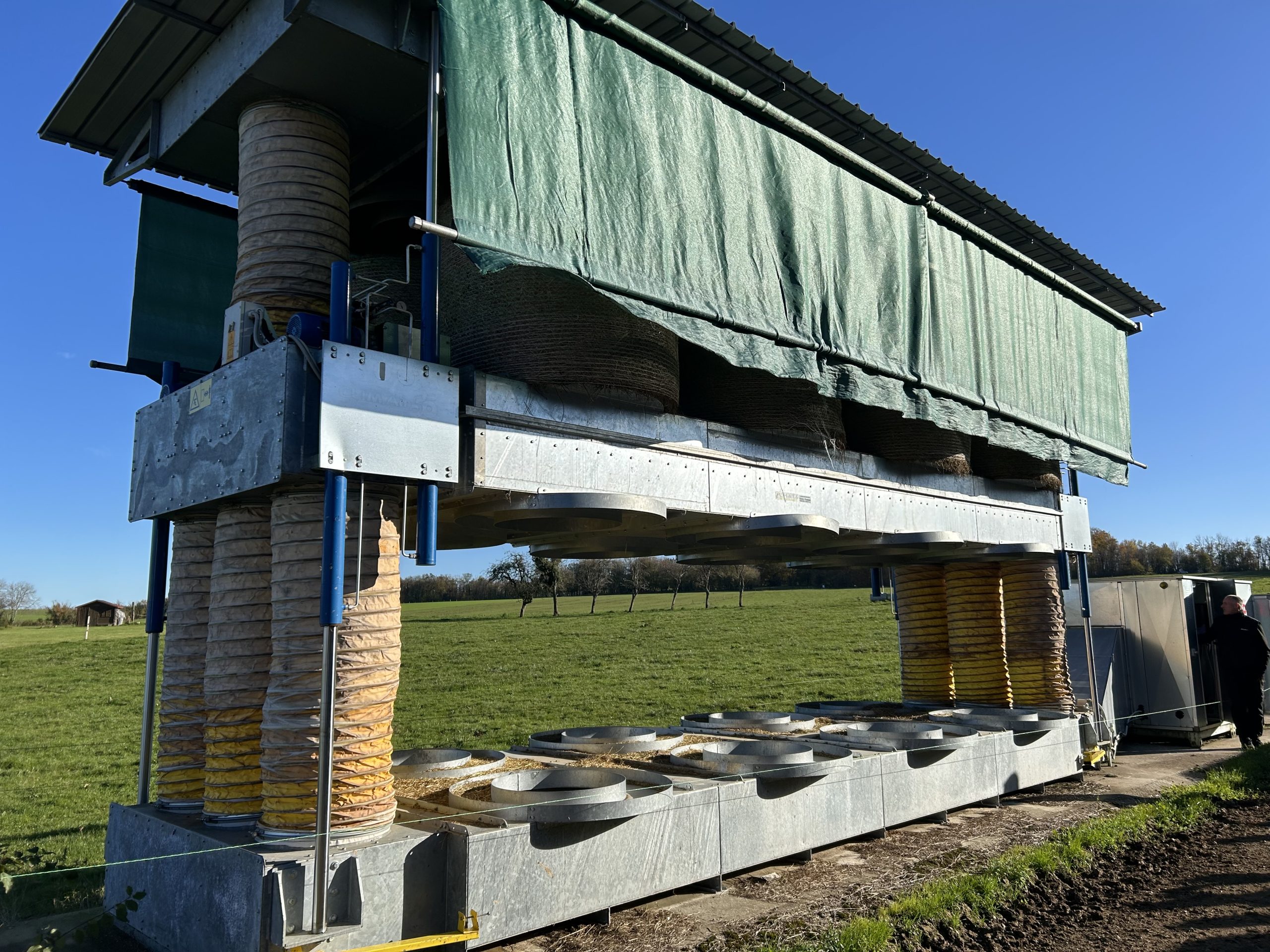 The hay dryer was drying eight bales at the time with room for another eight underneath