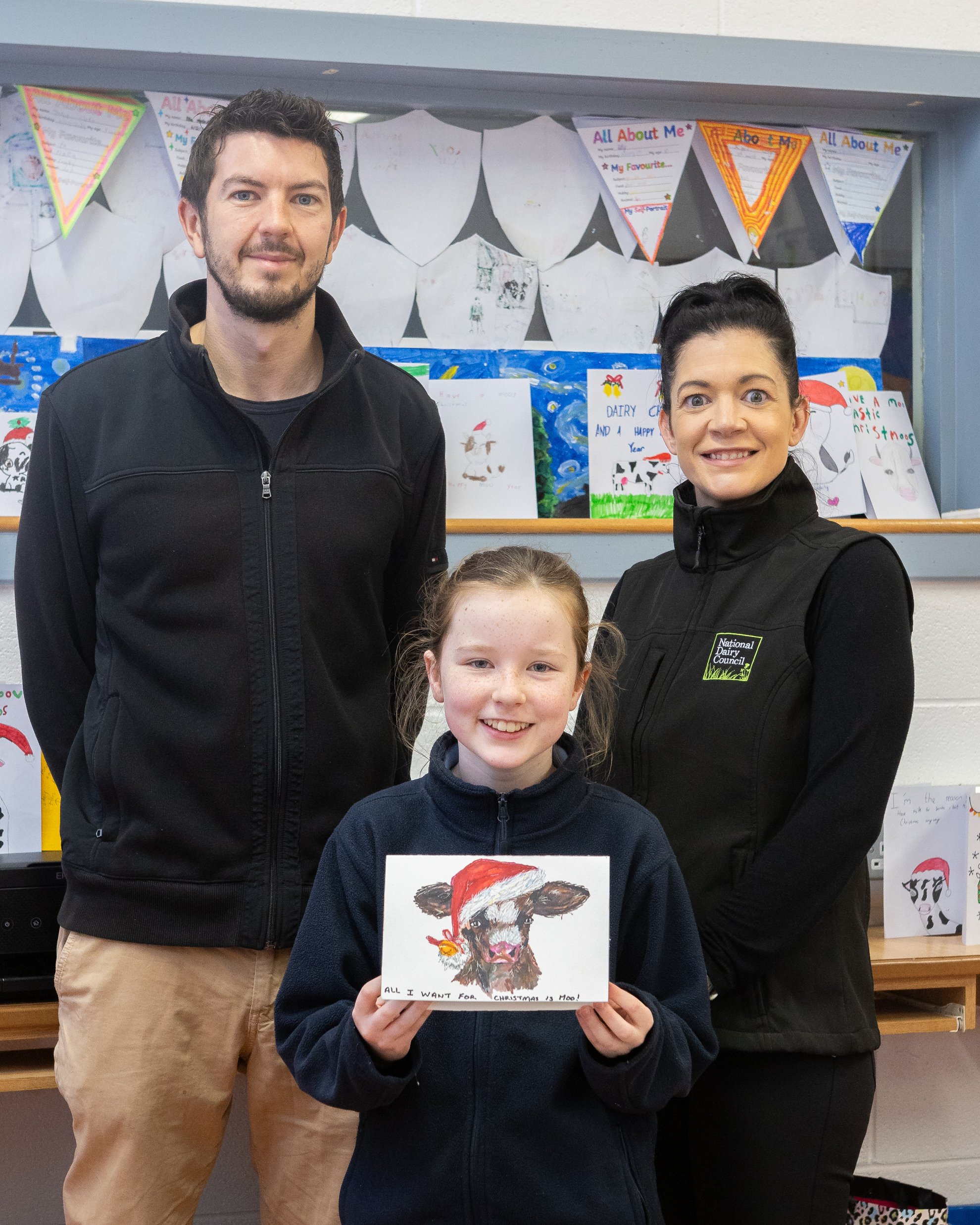 Teacher David McNabb; Winner Mia Fitzgerald; and NDC school programme manager, Sinead Whelan. Image source: NDC