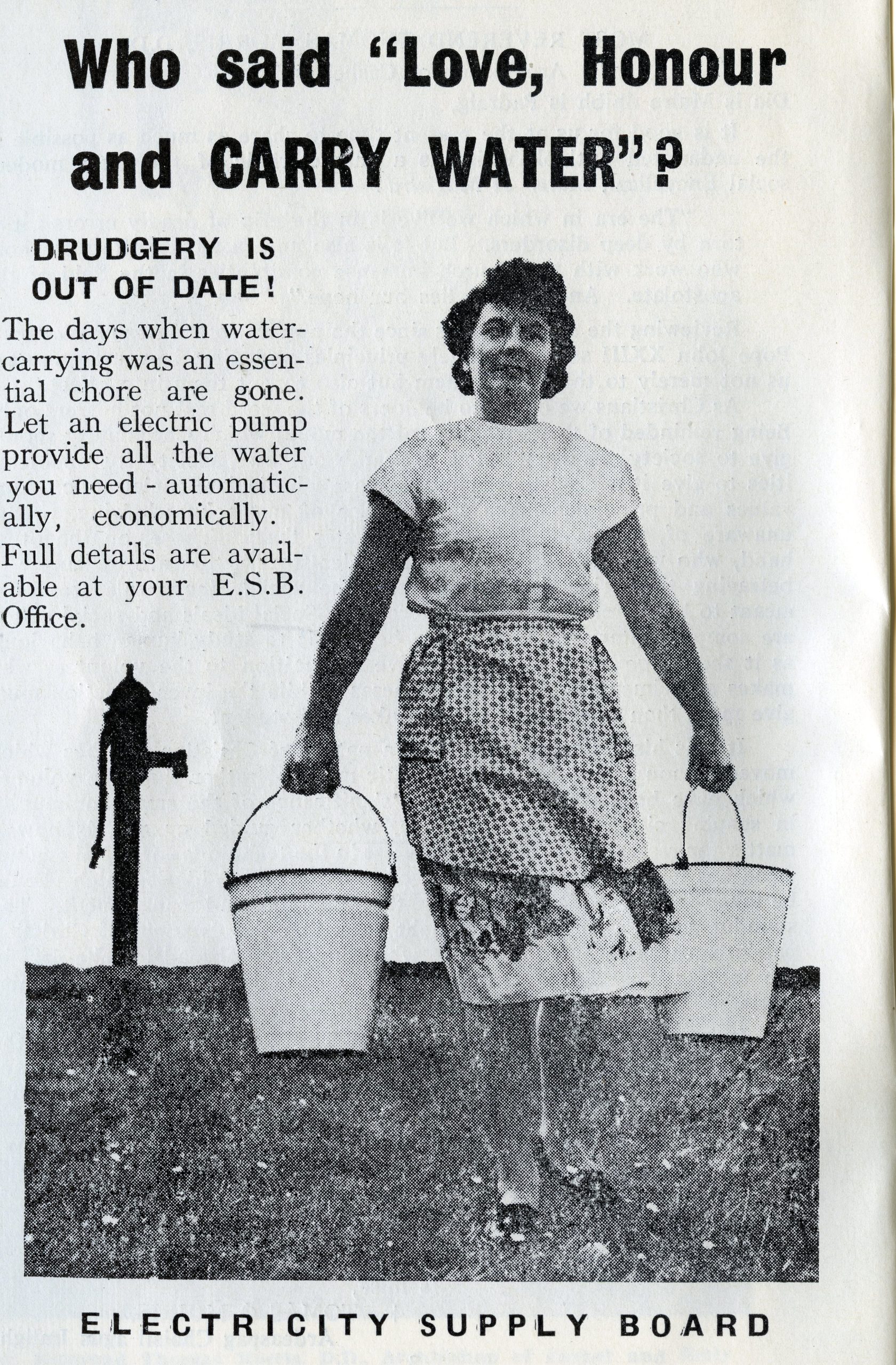 Advert from 'Rural Ireland', c.1950. Image source: James Hardiman Library Archives, University of Galway