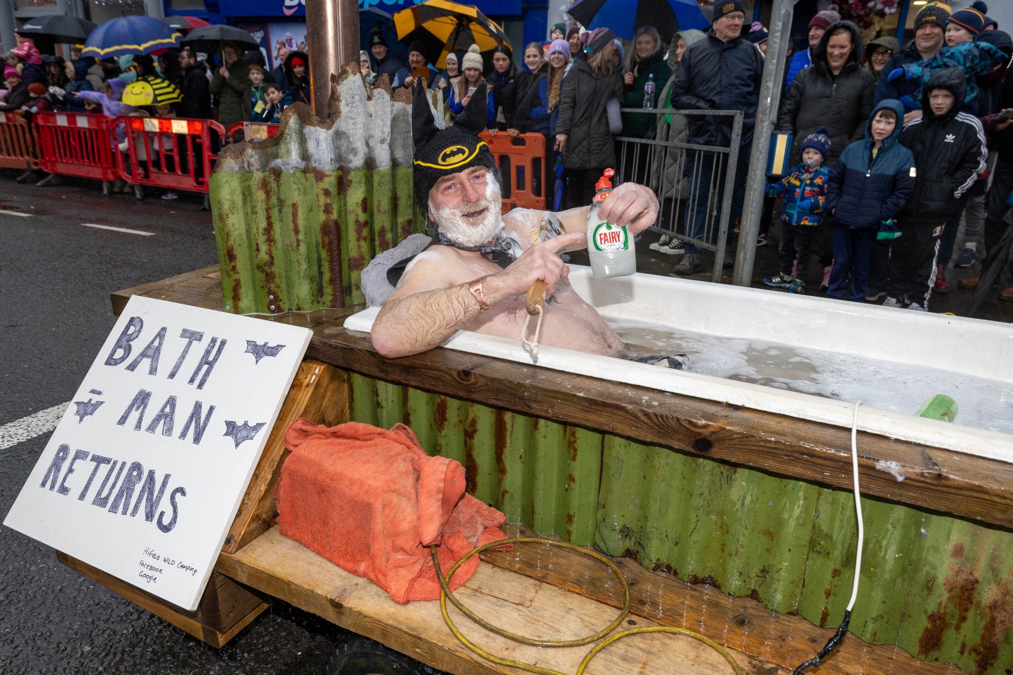 Paul Palmer as Bath Man Returns at the Wellie Race in Castlecomer on New Year’s Day. Source: Alf Harvey.