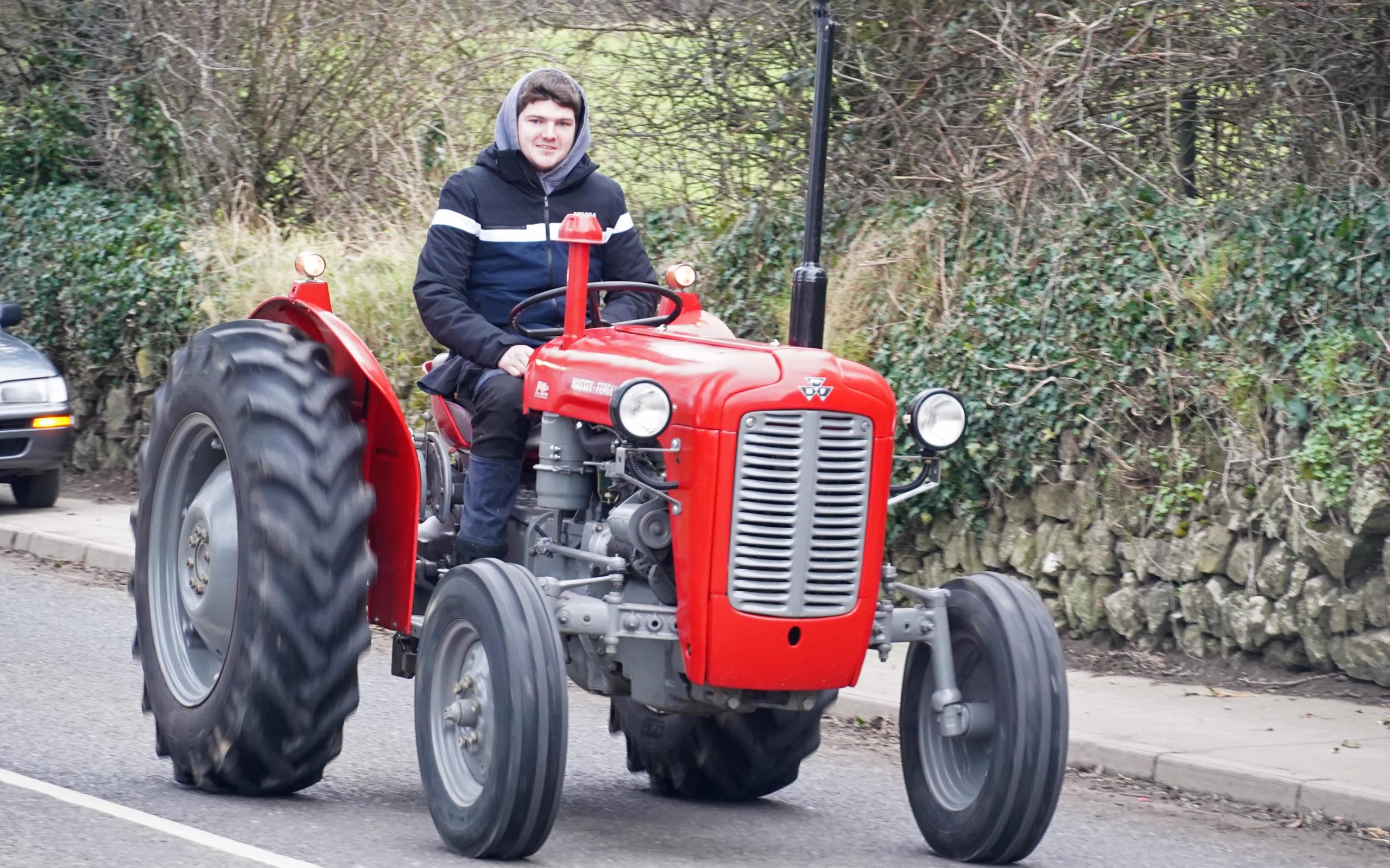This nicely kept Massey Ferguson 35X was one of only two red tractors in a sea of blue Fords